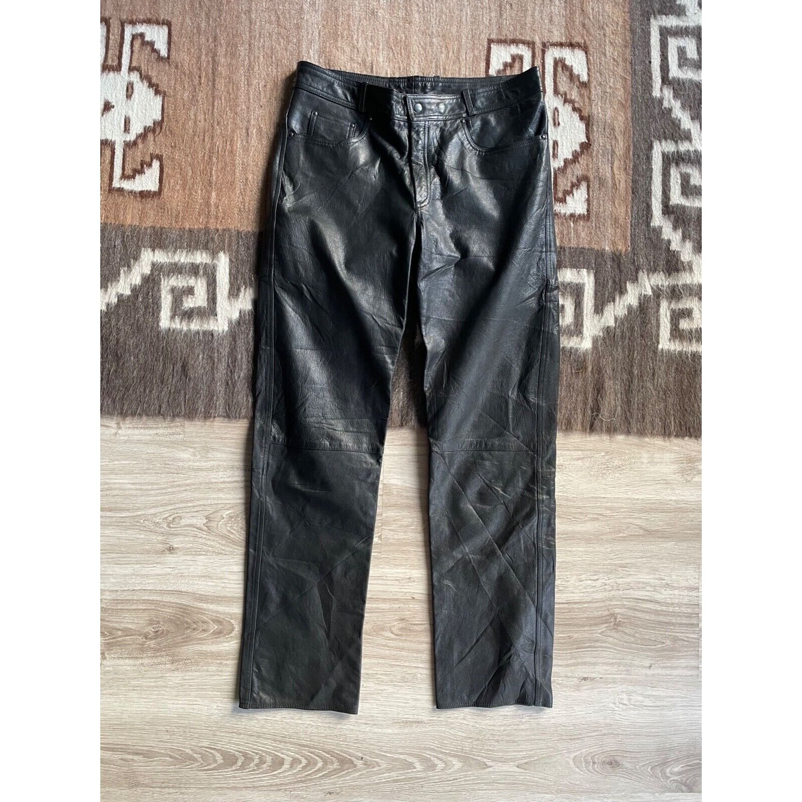 Leather Vintage Real Leather Biker Moto Pants 8168AC Size US 36 / EU 52 - 2 Thumbnail