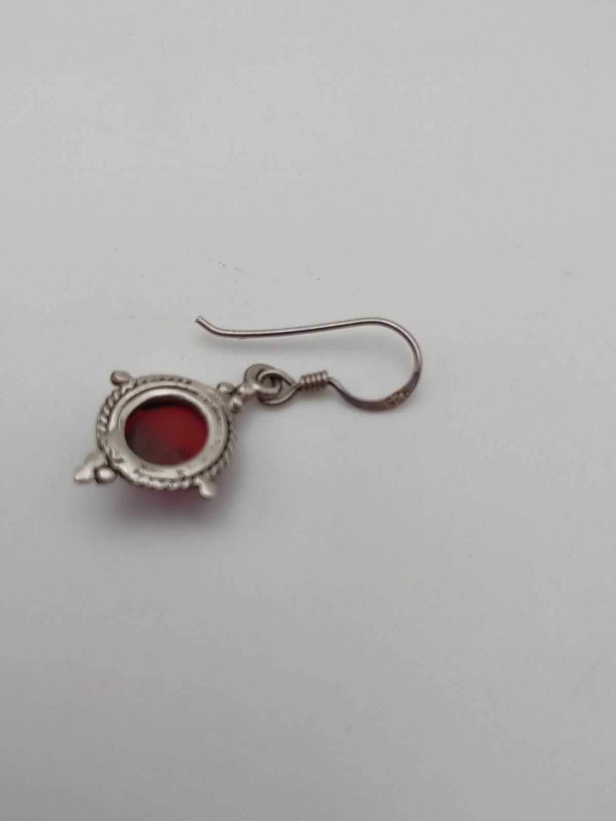 The Unbranded Brand Vintage 925 Sterling Silver Red Jasper Bali Drop Earrings Size ONE SIZE - 3 Thumbnail