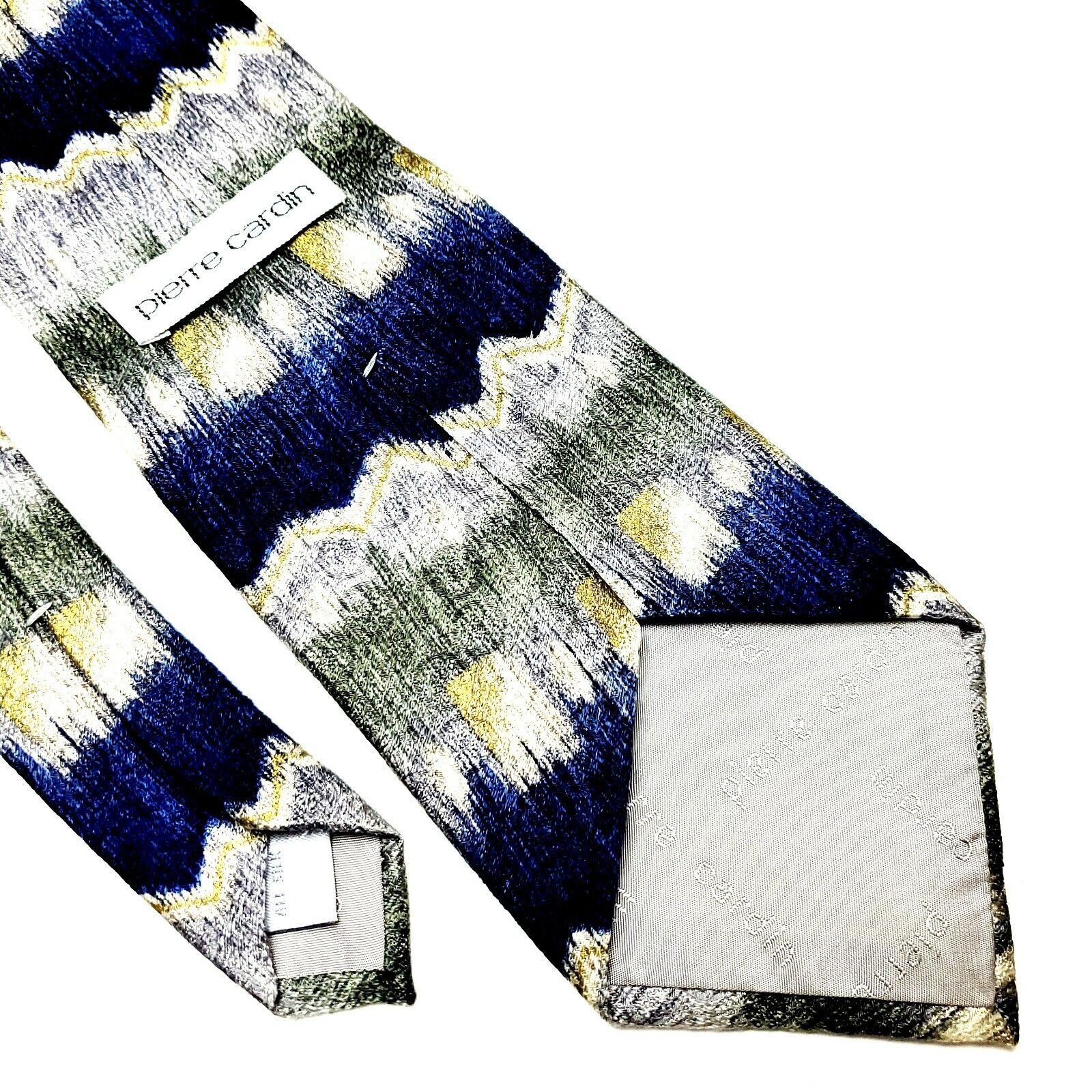 Pierre Cardin Pierre Cardin Silk Tie Print Abstract Blue Green Wide Size ONE SIZE - 5 Thumbnail