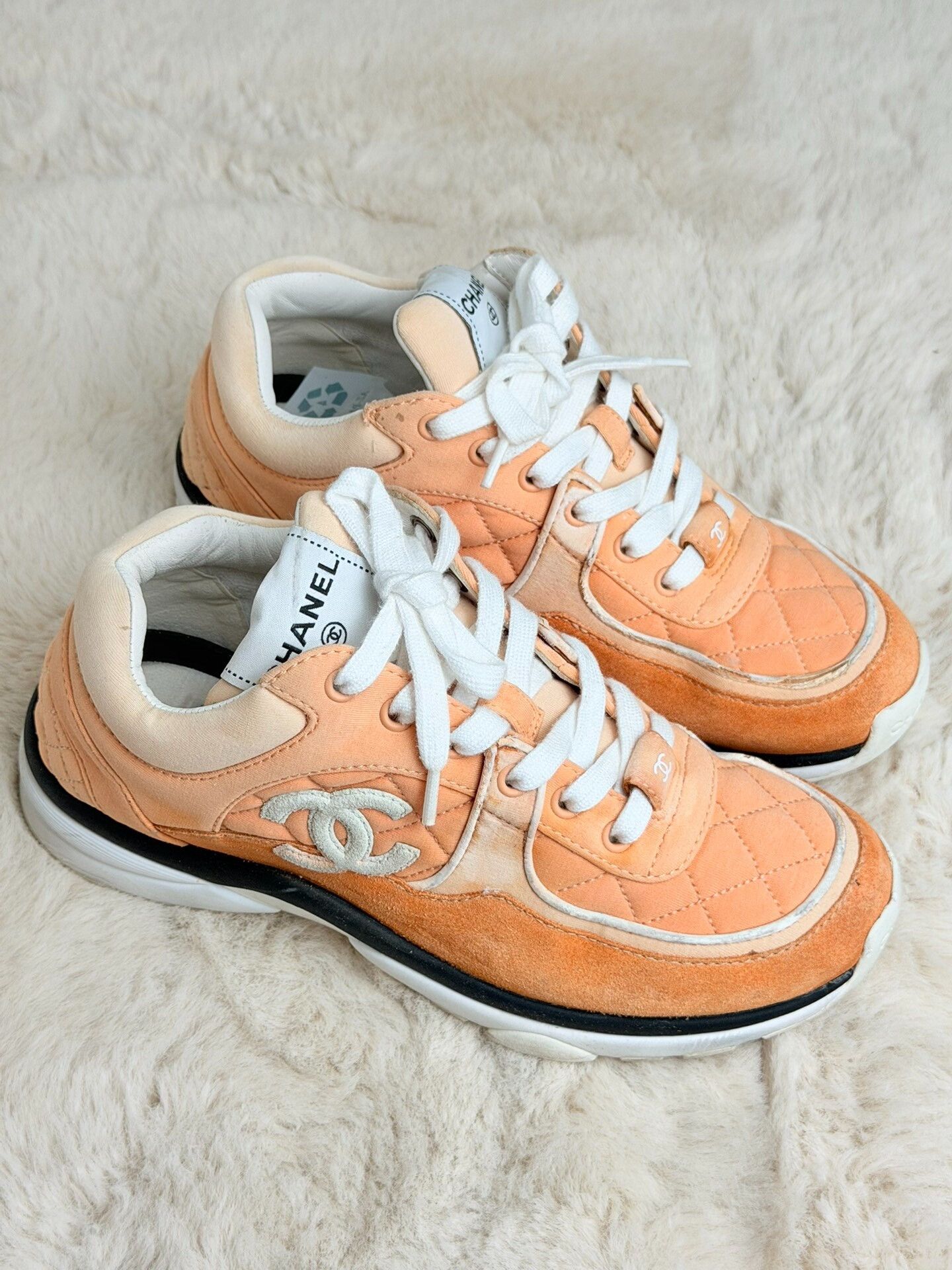 Chanel Chanel Orange Lowtop Sneakers us_6-5 Women Size US 6.5 / IT 36.5 - 1 Thumbnail