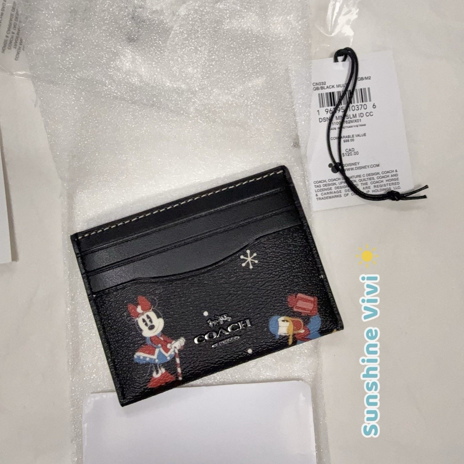 Coach NWT Disney Coach Slim ID Card Case CN032 Minnie Donald Duck Size ONE SIZE - 1 Thumbnail