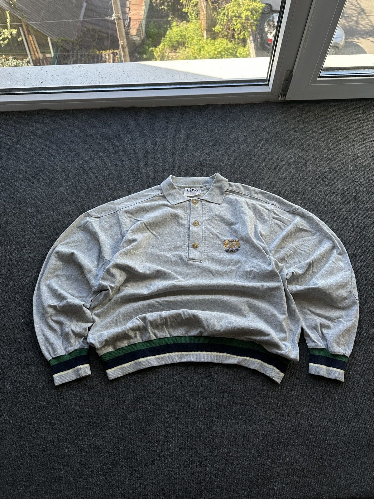 Hugo Boss 🚨 HUGO BOSS VINTAGE GRAY LONGSLEEVE POLO LUXURY RUGBY Size US M / EU 48-50 / 2 - 2 Thumbnail