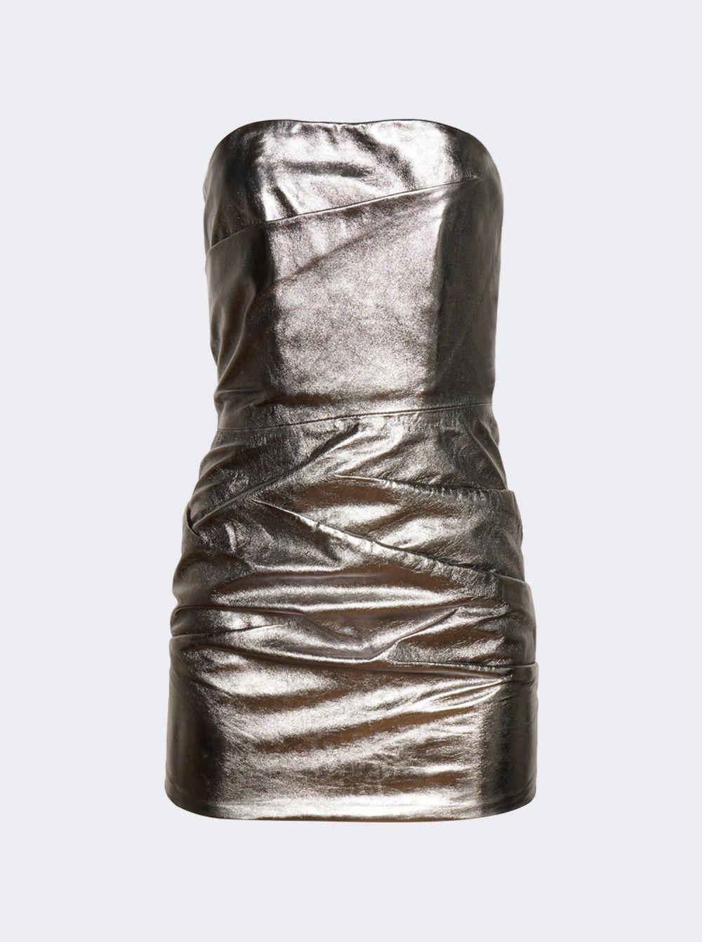 The Attico o1mle0526 Mini Mirror Leather Dress in Silver Size L / US 10 / IT 46 - 1 Thumbnail