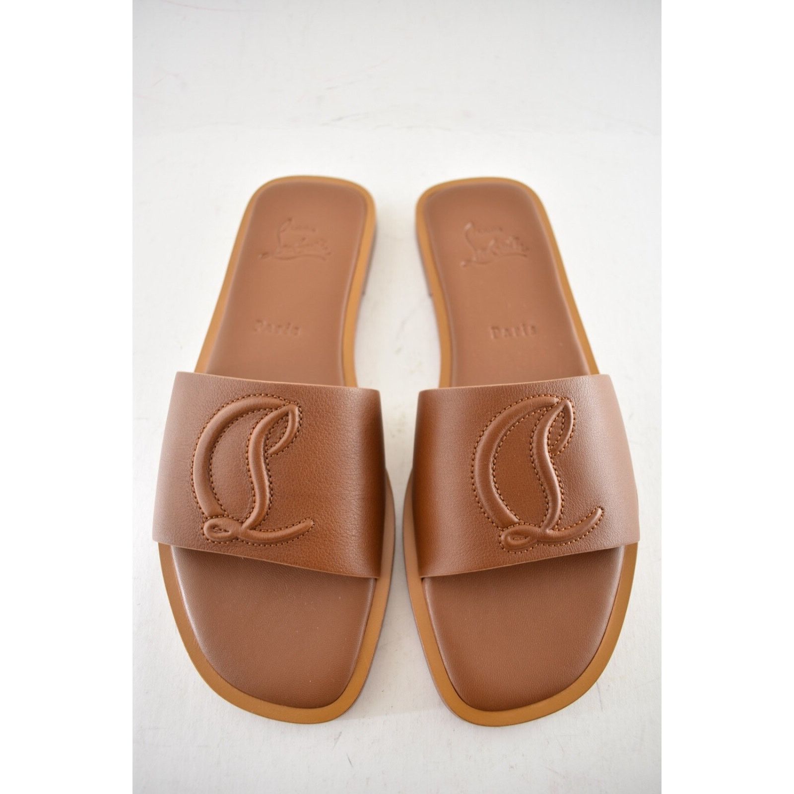 Christian Louboutin Christian Louboutin CL Mule Flat Cuoio Brown Leather Slide Size US 9.5 / IT 39.5 - 7 Thumbnail