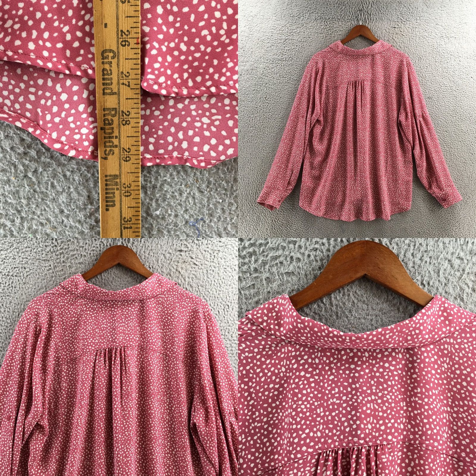 Vintage Maurices Blouse Womens XL Pink Long Sleeve Collared Button Down Polka Dot NEW Size XL / US 12-14 / IT 48-50 - 8 Thumbnail