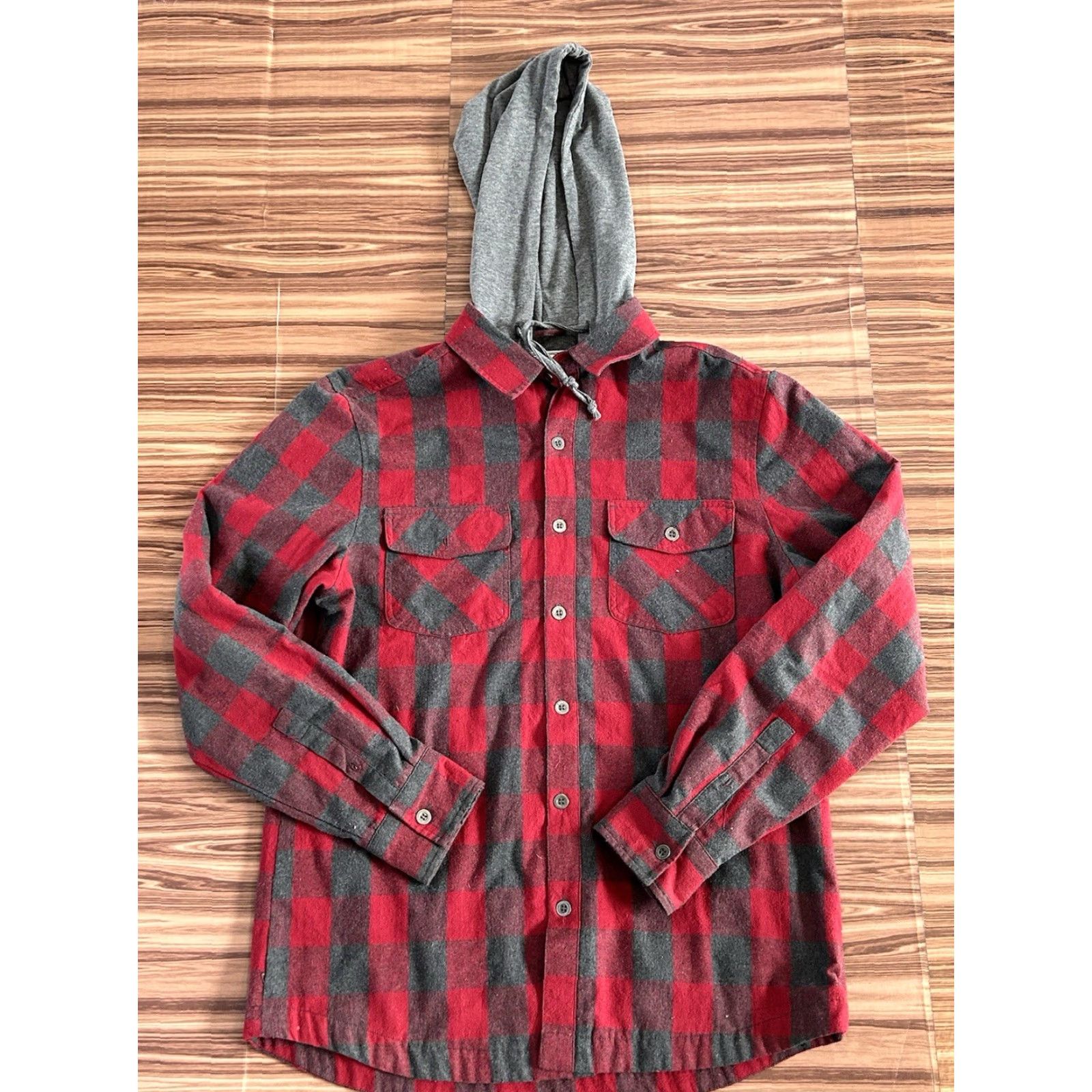 Flag & Anthem Flag & Anthem Mens Hooded Shirt Jacket Plaid Red size Medium Warm Size US M / EU 48-50 / 2 - 2 Thumbnail