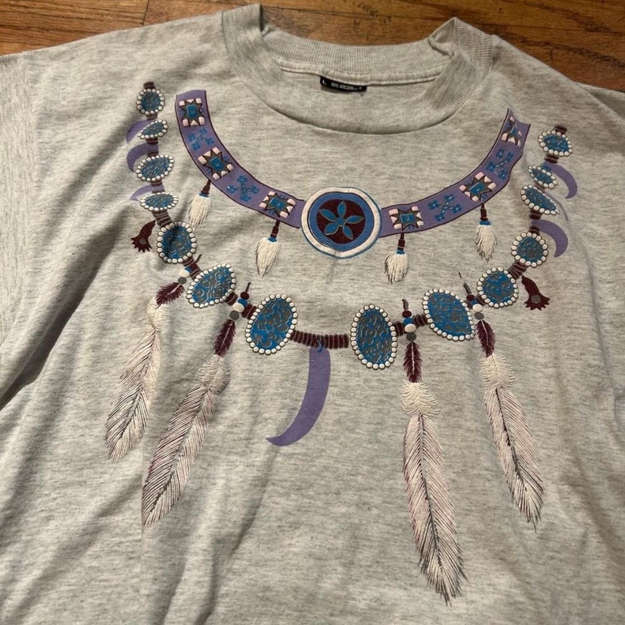 Vintage Vintage 80s Native American Necklace Tee Size US L / EU 52-54 / 3 - 2 Thumbnail