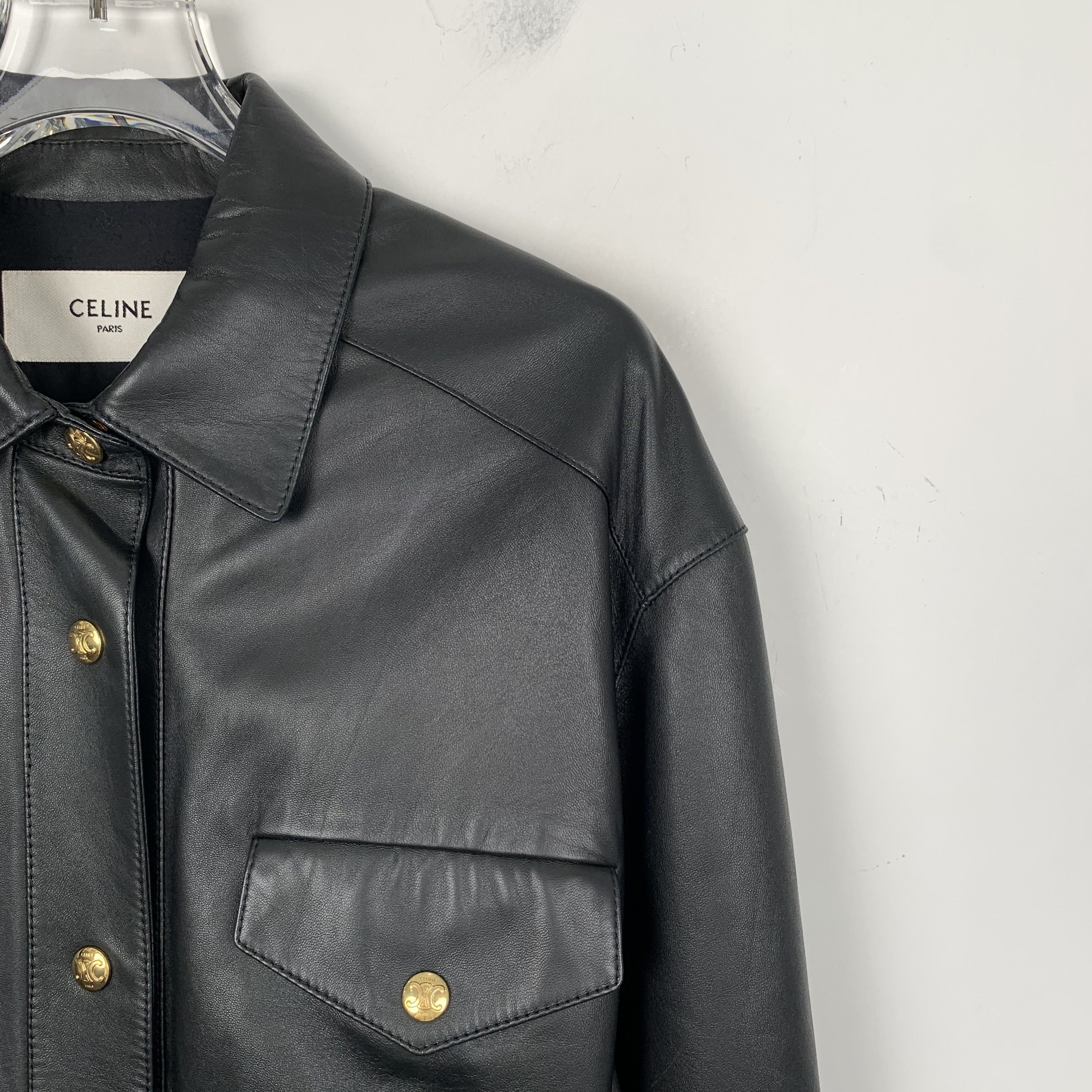 Celine Leather Jacket with Gold Buttons (Size S)