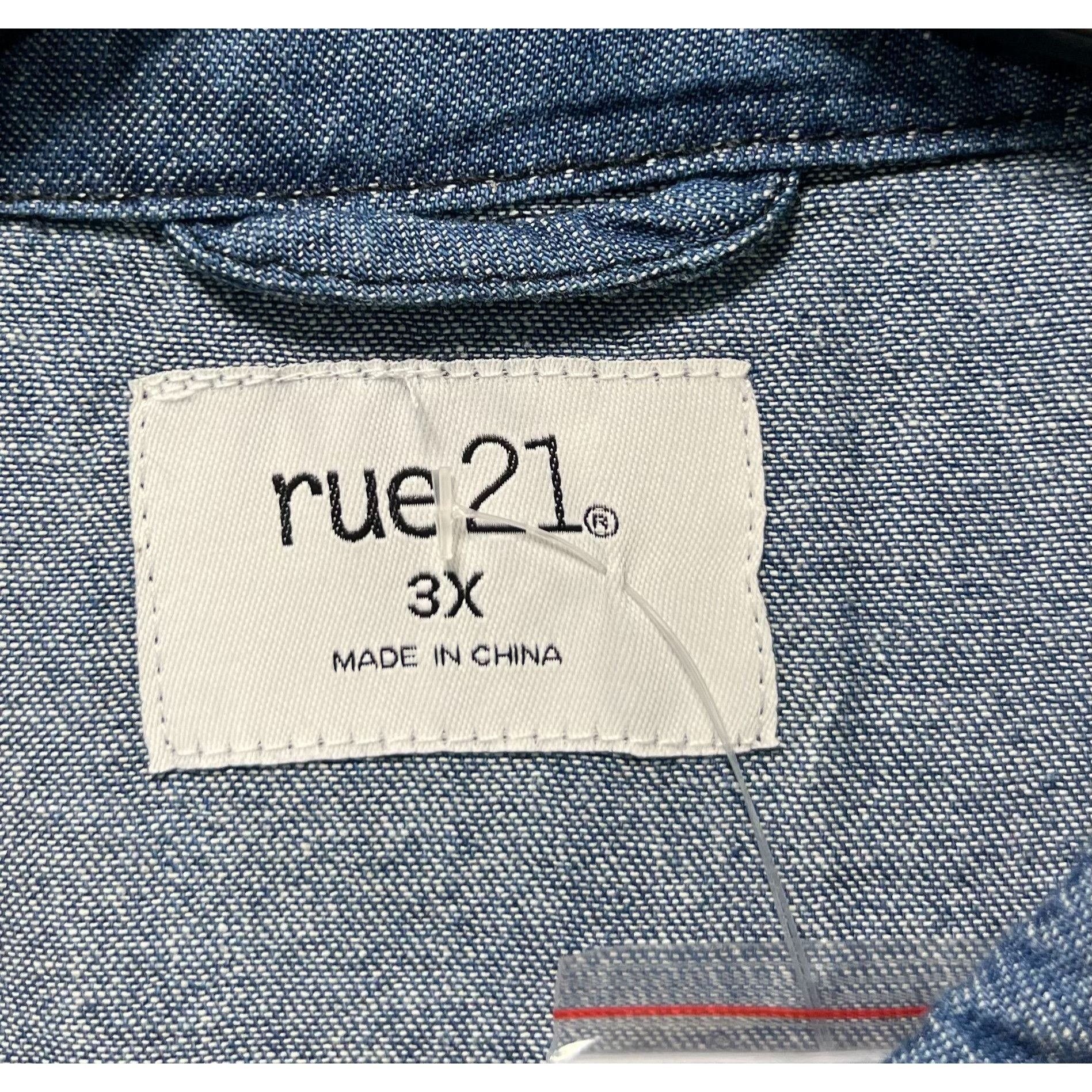rue21 Rue 21 - Women's Chambray Long Sleeve Button Down Shirt With Size 3XL / US 20-22 - 10 Thumbnail
