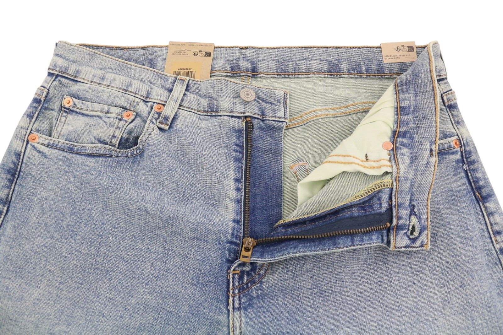 Levi's 502 W33/L30 Taper Zip Faded Blue Denim Jeans 87089 Size US 33 - 5 Thumbnail