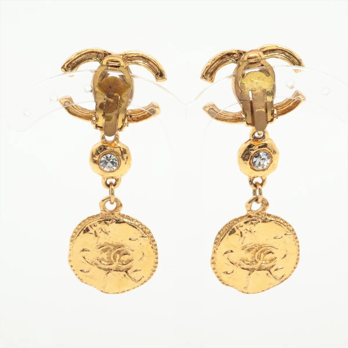 Chanel Chanel Vintage CC Dangle Earrings Metal with Crystals Size ONE SIZE - 1 Thumbnail