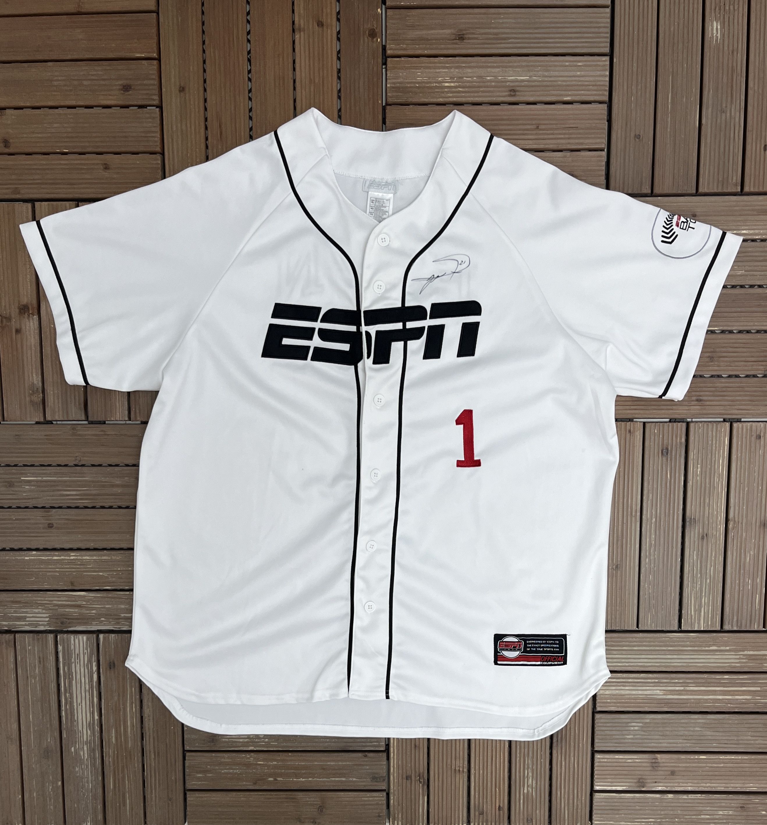 Vintage ESPN Baseball Tonight Vintage White Baseball Jersey Size US XL / EU 56 / 4 - 1 Thumbnail