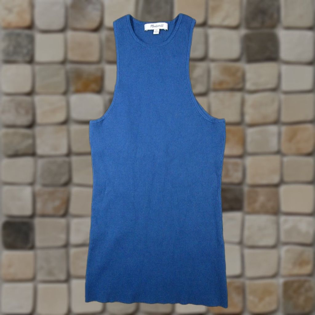 Madewell Madewell Tank Top Womens XS Blue Ribbed Knit Tank Type Sleeveless Round Neck Pullover Basic Size XS / US 0-2 / IT 36-38 - 1 Thumbnail