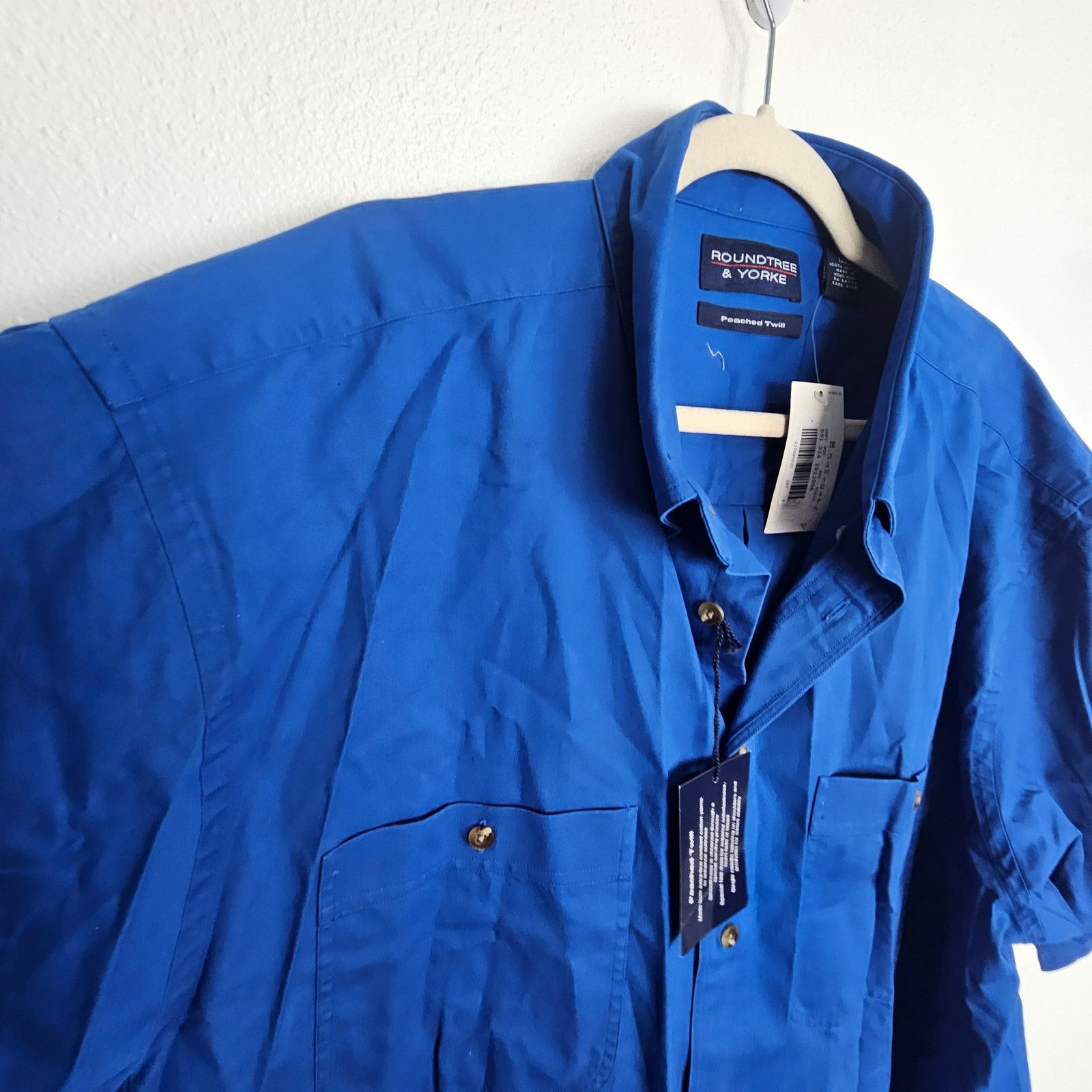 Roundtree & Yorke NEW Roundtree & Yorke Blue Button Shirt Twill Men 2XLT Size US XXL / EU 58 / 5 - 5 Thumbnail