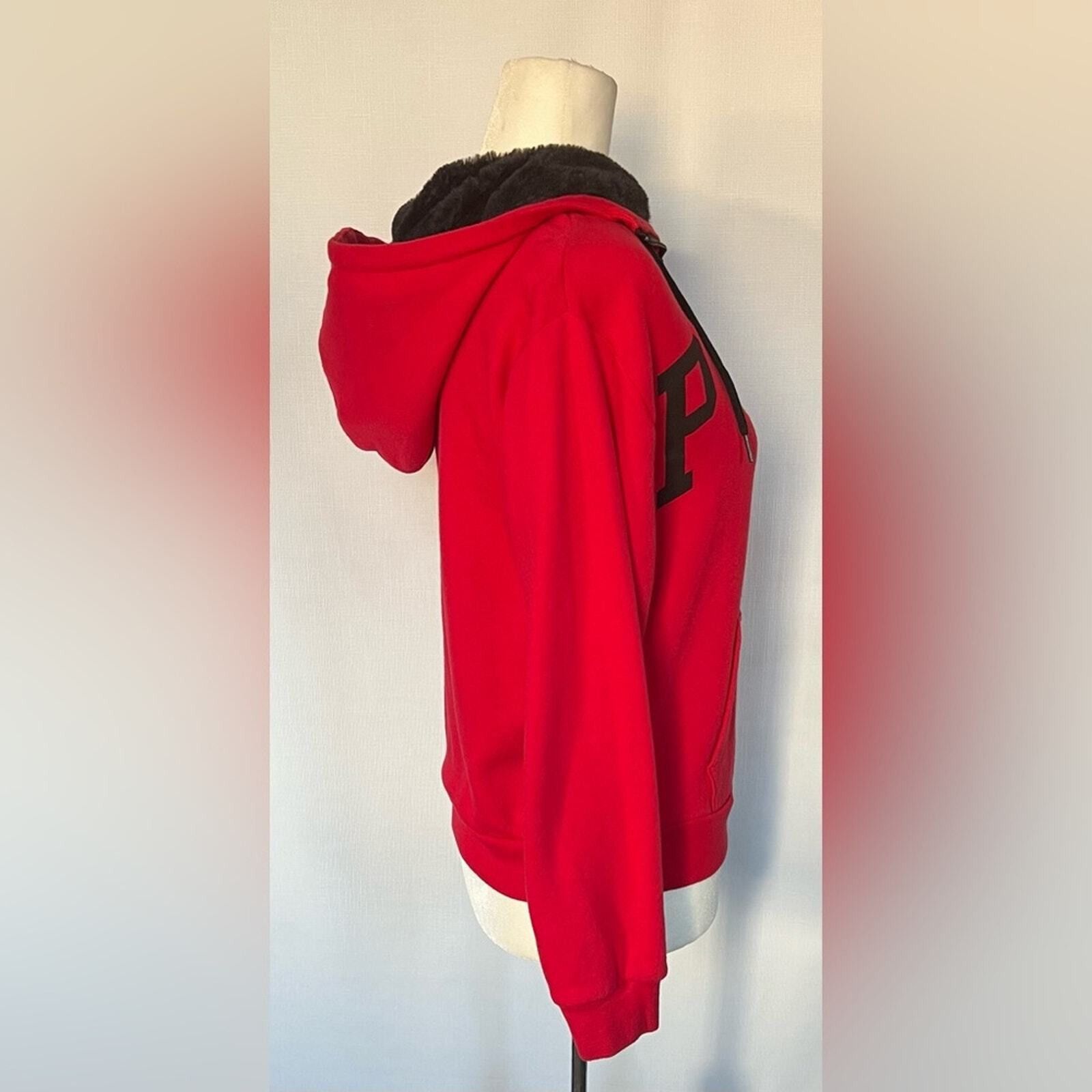 Victoria's Secret PINK- Women’s Victoria Secret Red Fur Hoodie Size XS / US 0-2 / IT 36-38 - 4 Thumbnail