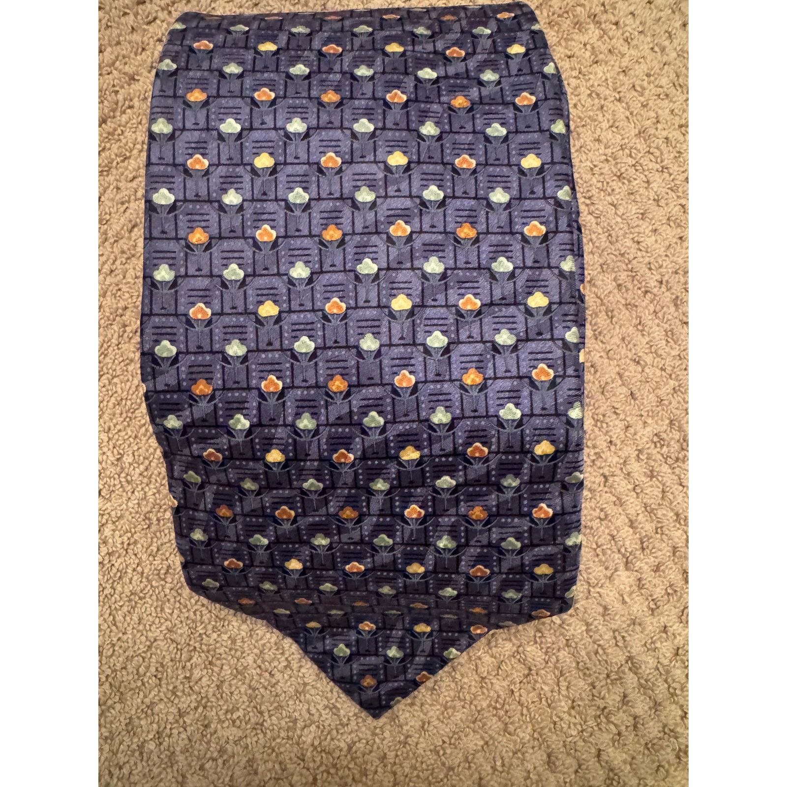 Ermenegildo Zegna Italy Ermenegildo Zegna Beautiful Blue Floral 100% Silk Tie Size ONE SIZE - 4 Thumbnail