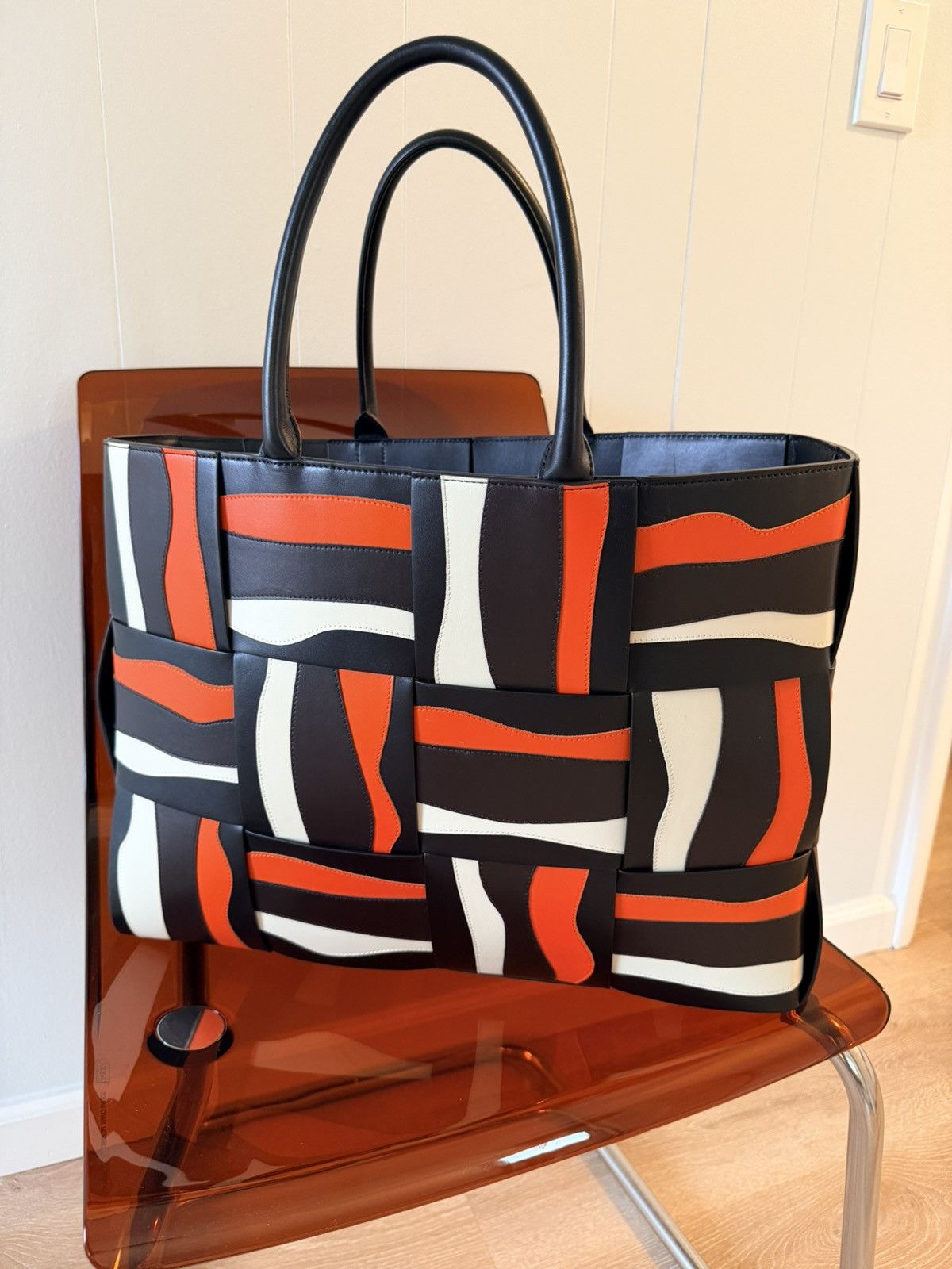 Bottega Veneta BOTTEGA VENETA Large Men's Arco Tote — Red/Brown Zebra Print Size ONE SIZE - 13 Thumbnail