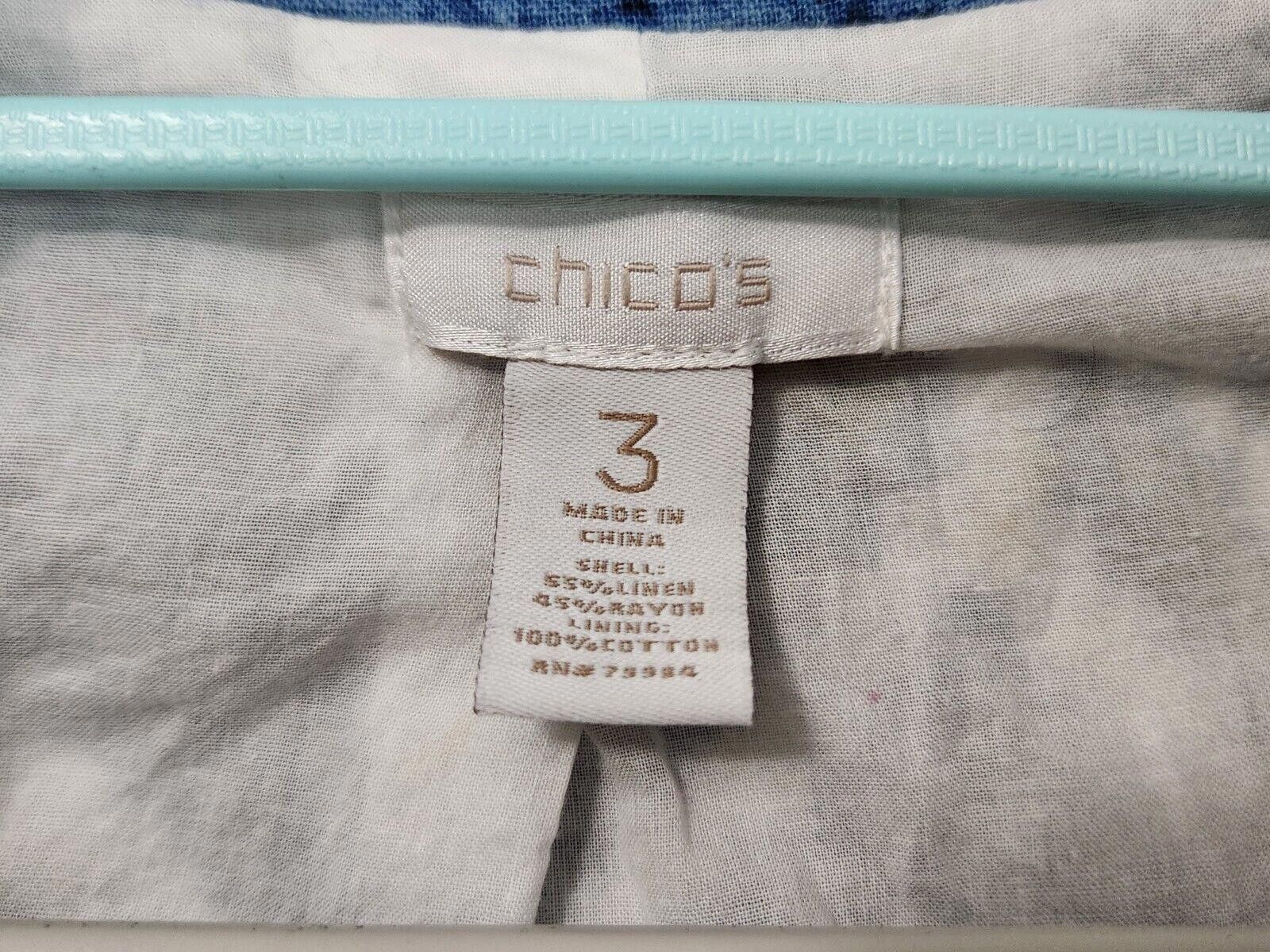 Chicos Chicos Jacket Size 3 Womens Open Front Cotton Large Linen Size L / US 10 / IT 46 - 3 Thumbnail