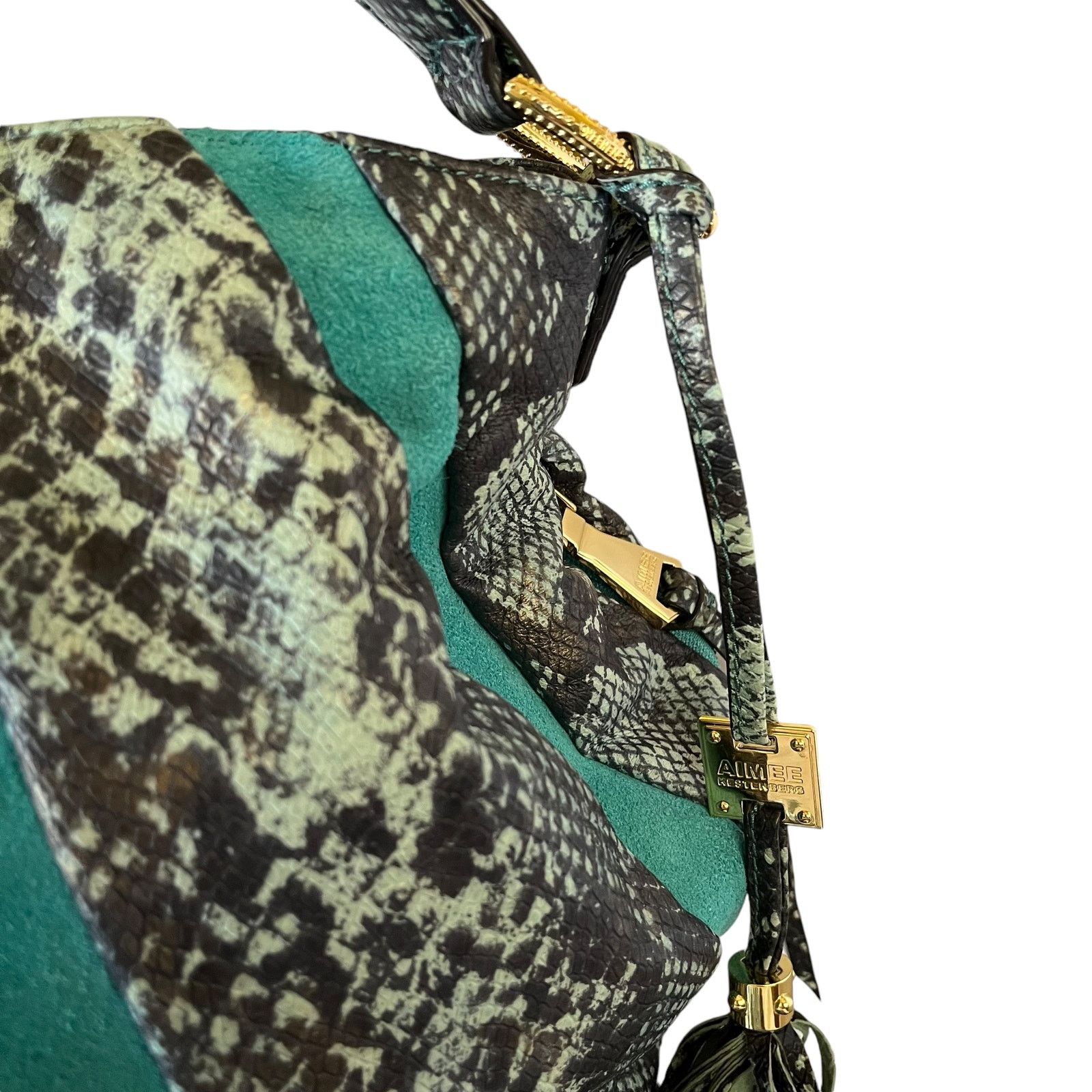Other Aimee Kestenberg Tuscany Cobra Print Leather Suede Hobo Size ONE SIZE - 6 Thumbnail