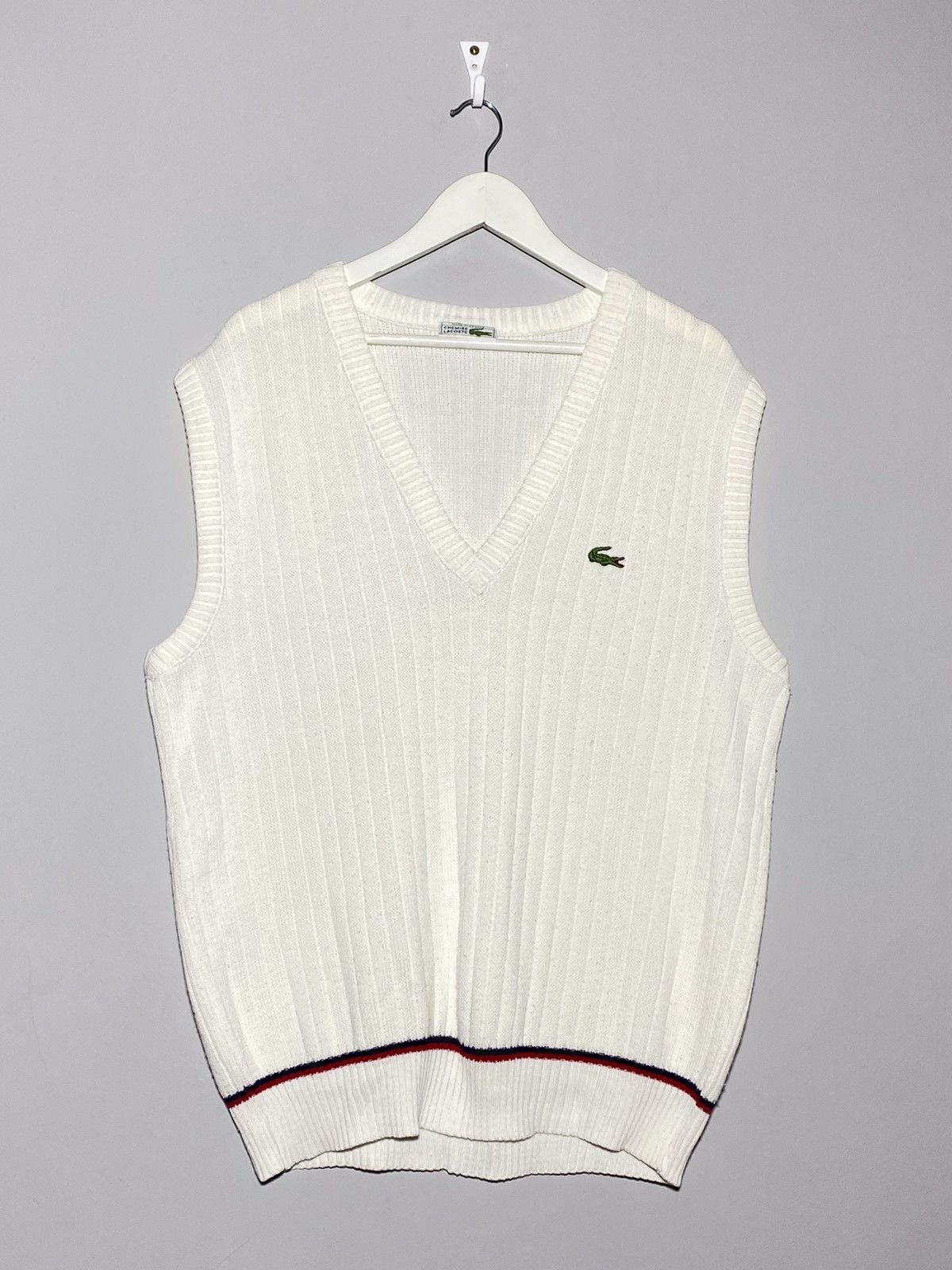 Pre-owned Lacoste X Vintage 90's Lacoste Hype Y2k Streetwear Style Knit Vest In White