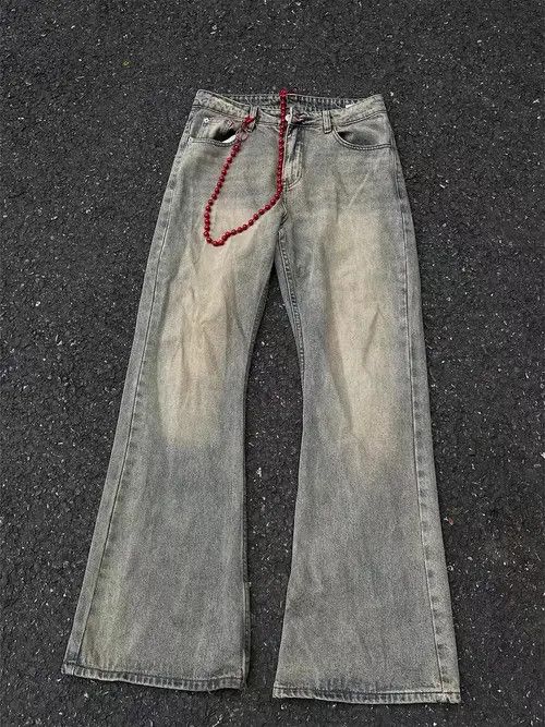 Japanese Brand × Jean Red Chain Yellow Clay Dye Aged Jeans Size US 32 / EU 48 - 4 Thumbnail