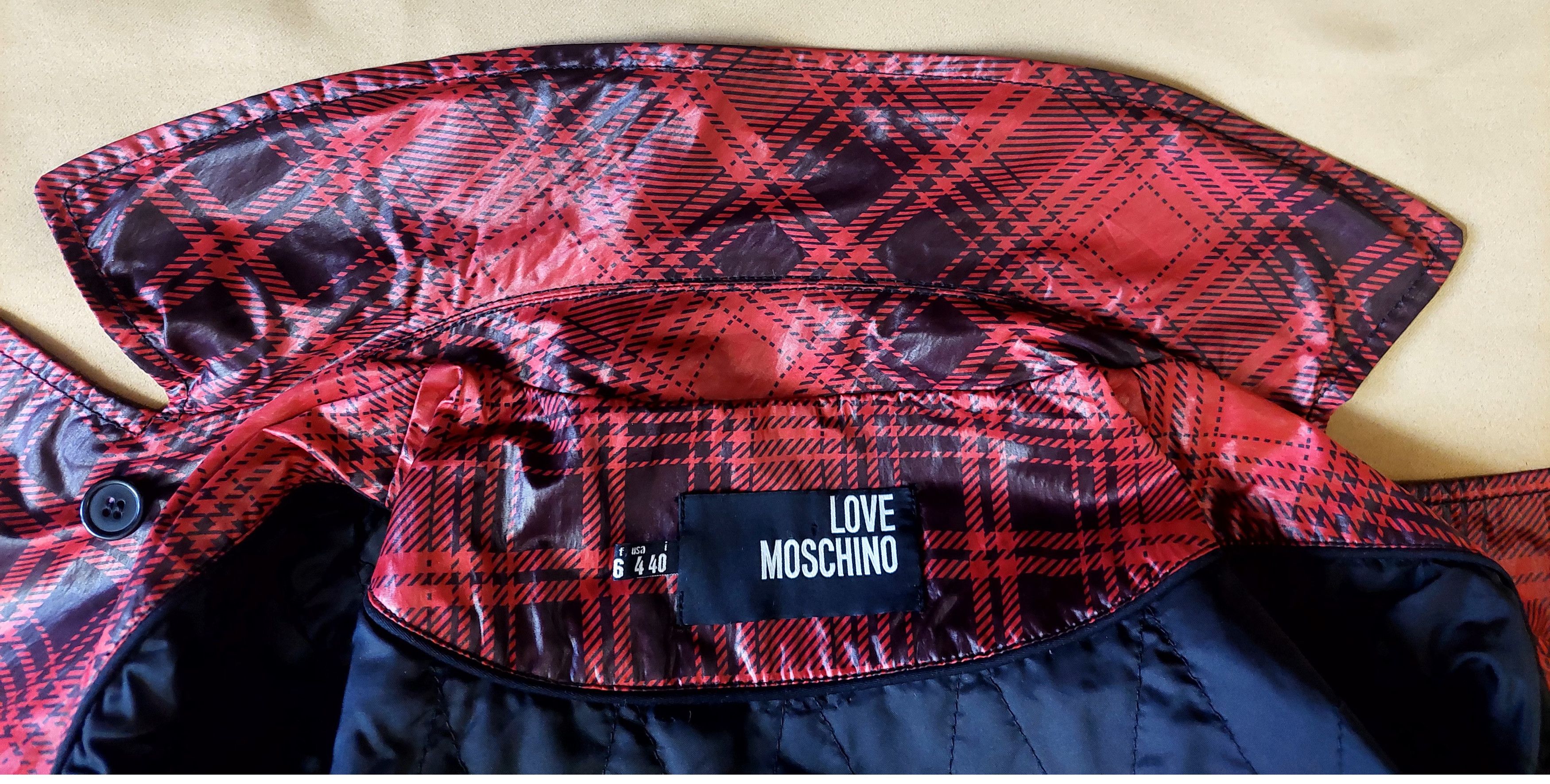 Love Moschino Love Moschino Red Tartan Rain Trench Coat Size IT 40 US 4 Size S / US 4 / IT 40 - 18 Thumbnail