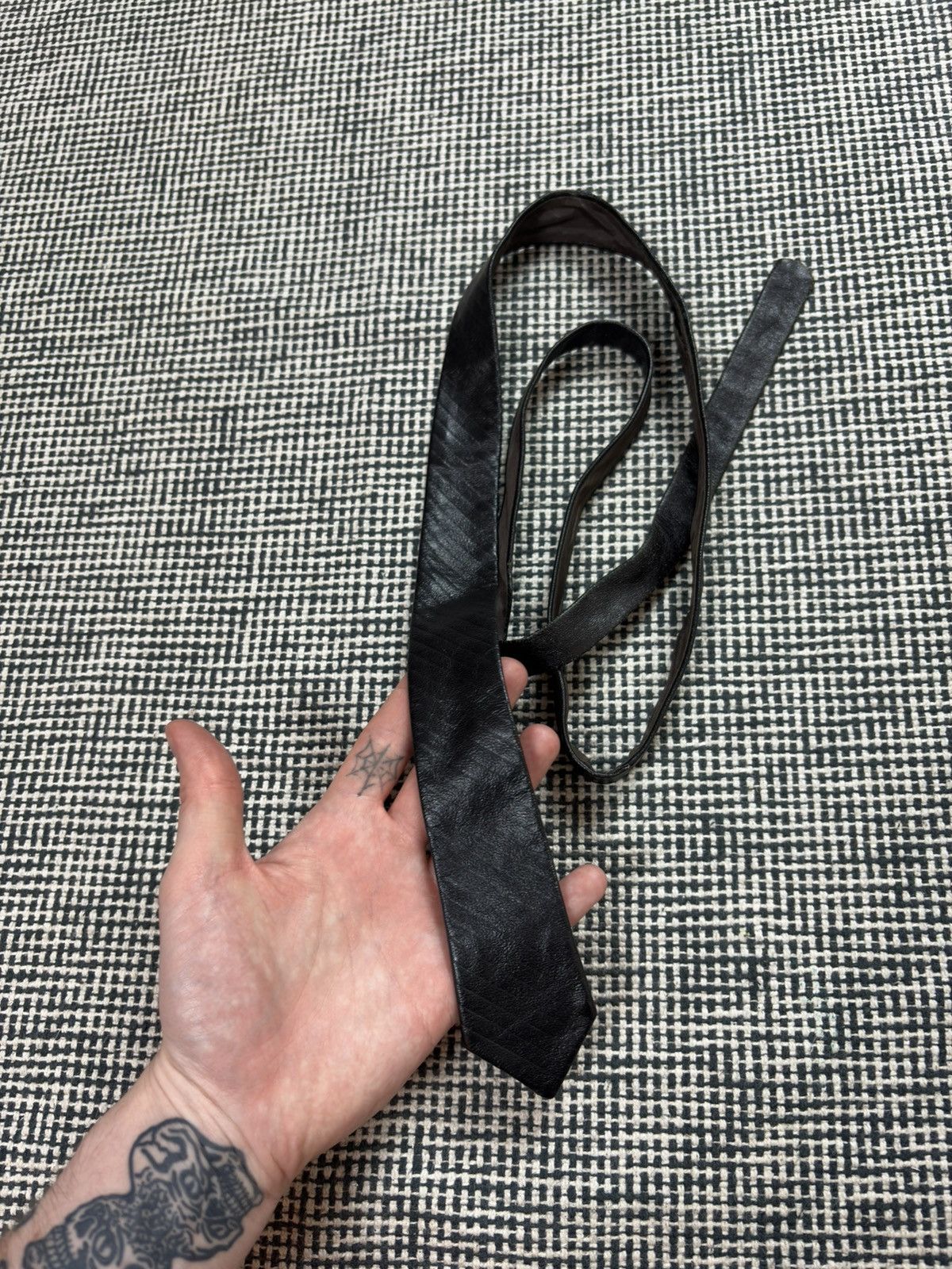 Leather Thin black leather tie avant garde opium Size ONE SIZE - 1 Thumbnail