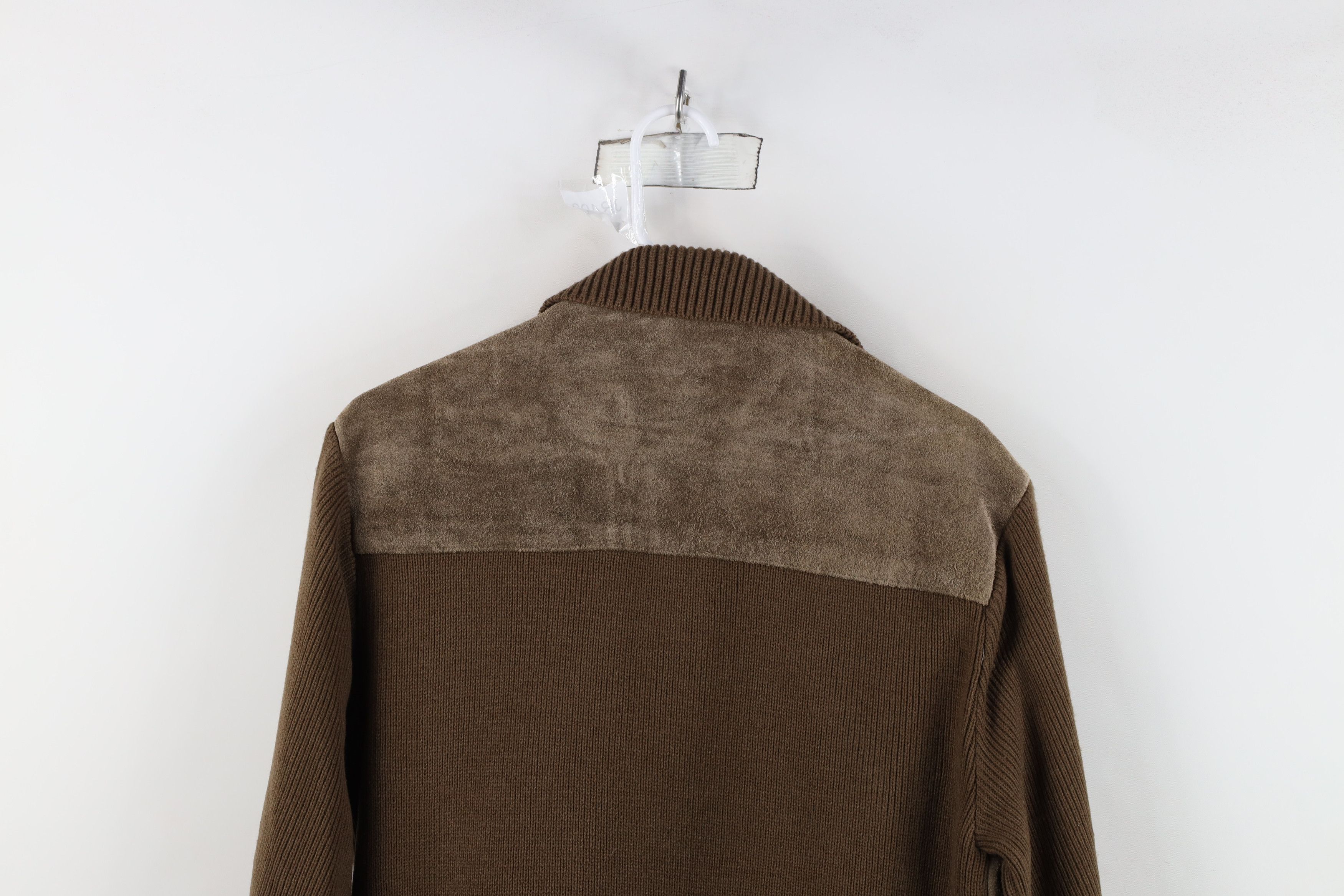 Vintage Vintage 70s Streetwear Leather Knit Sweater Jacket Swacket Size US L / EU 52-54 / 3 - 13 Thumbnail