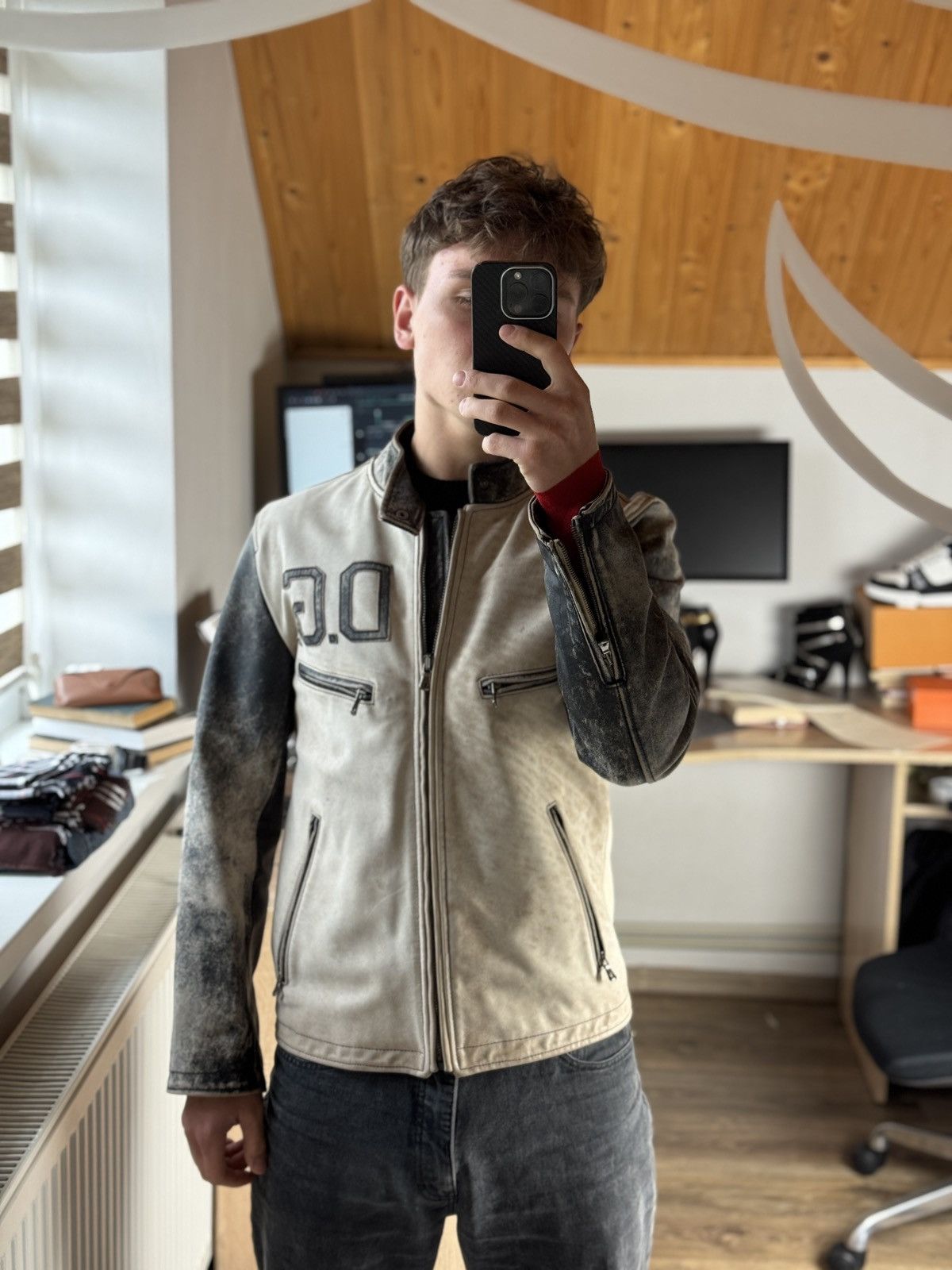 Dolce&Gabbana 170 Moto Racing Distressed Y2K Leather Jacket