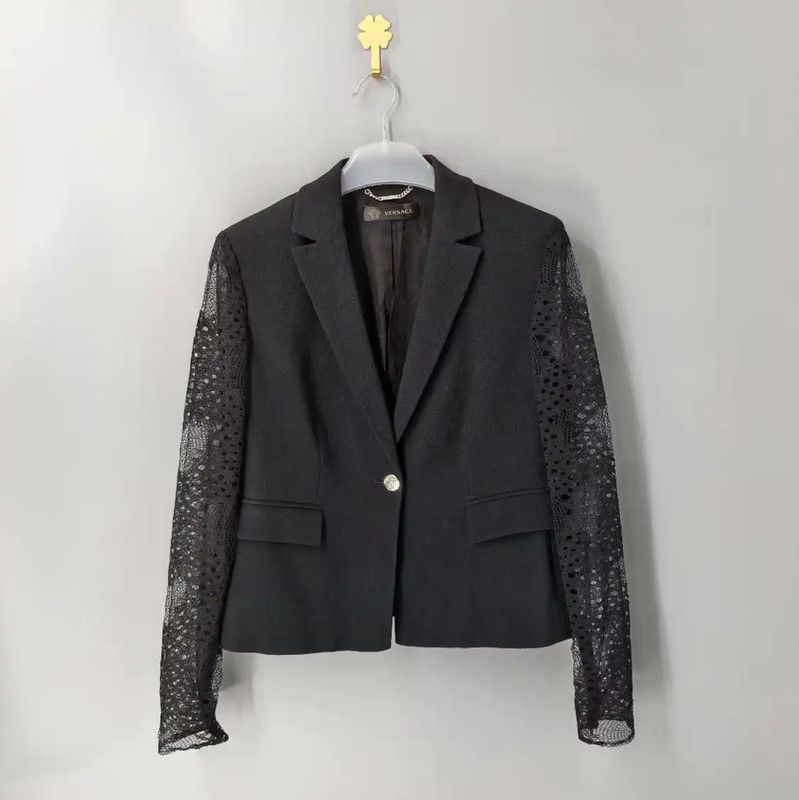 Versace Versace Black Women's Jacket with Lace Sleeves 0089 Size XL / US 12-14 / IT 48-50 - 1 Thumbnail