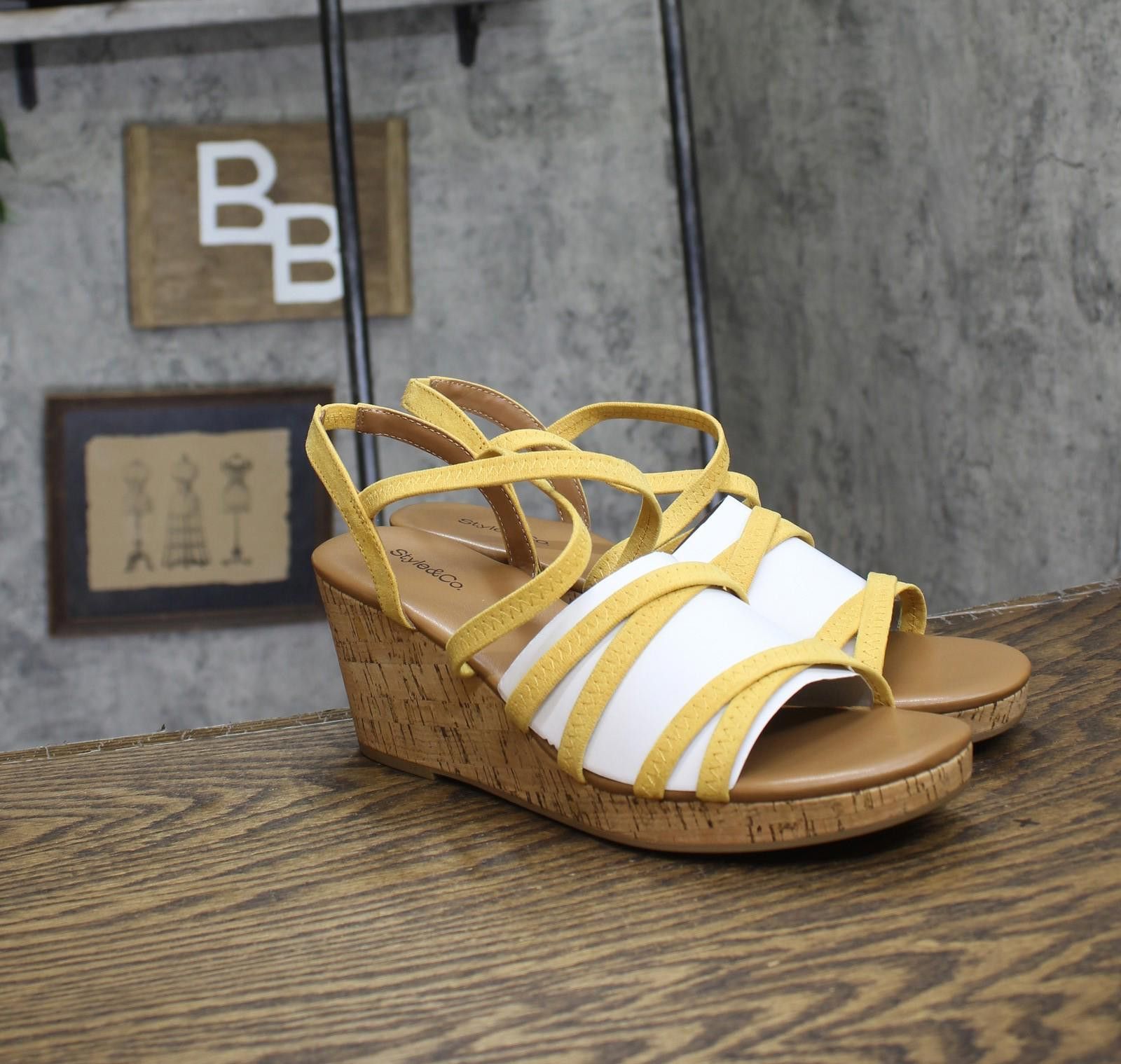 Style & Co Nwt Style & Co. Elastic Wedge Sandals Daffodil Yellow 11m Size US 11 / IT 41 - 1 Thumbnail