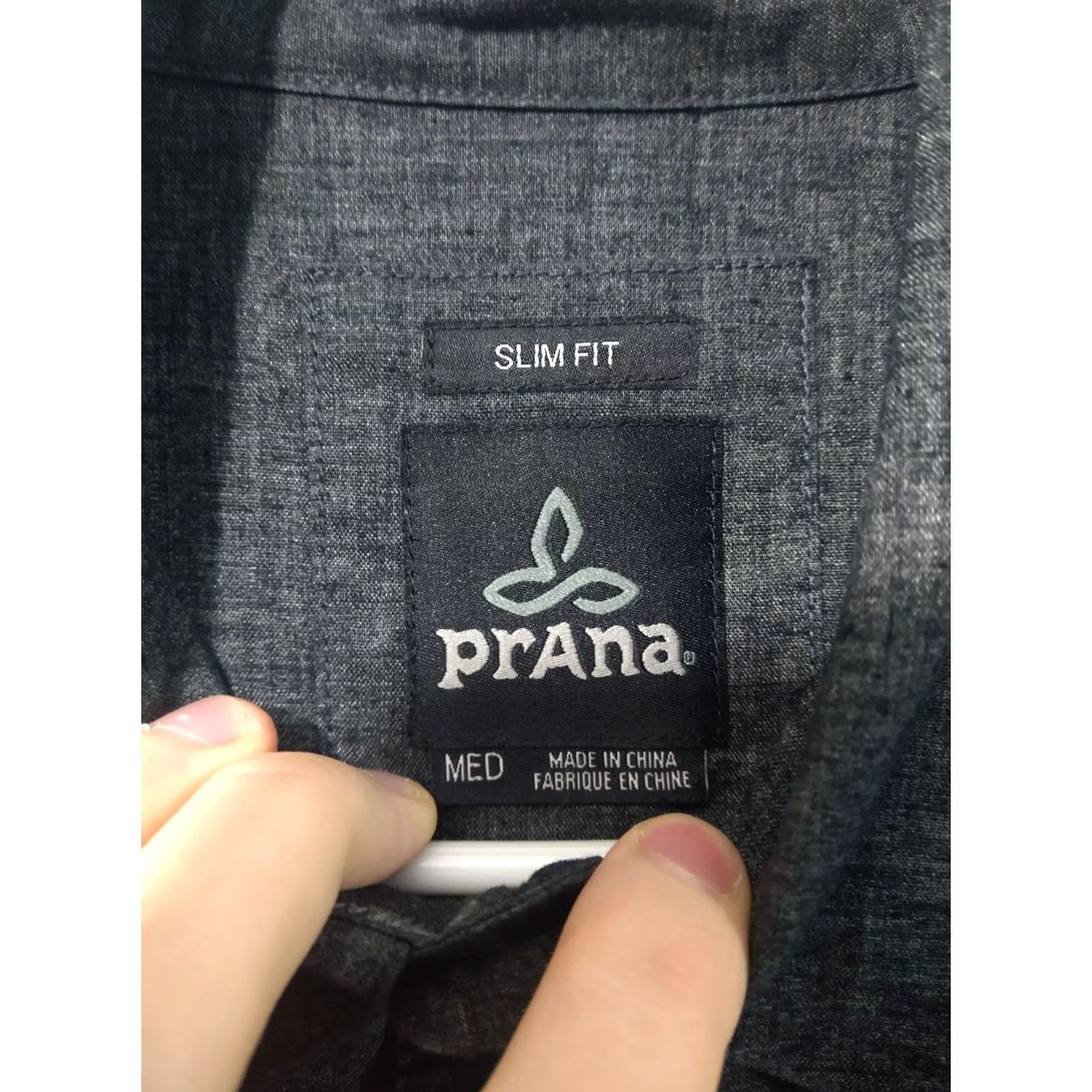 Prana prAna Shirt Mens Medium Gray Hemp Blend Slim Fit Long Sleeve Button Up Size US M / EU 48-50 / 2 - 7 Thumbnail