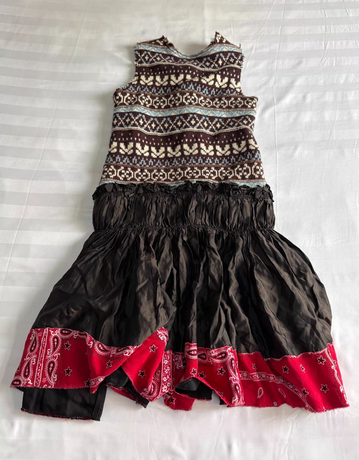 Junya Watanabe Junya Watanabe Vintage Knit Patchwork Pleated Dress M Size M / US 6-8 / IT 42-44 - 7 Thumbnail