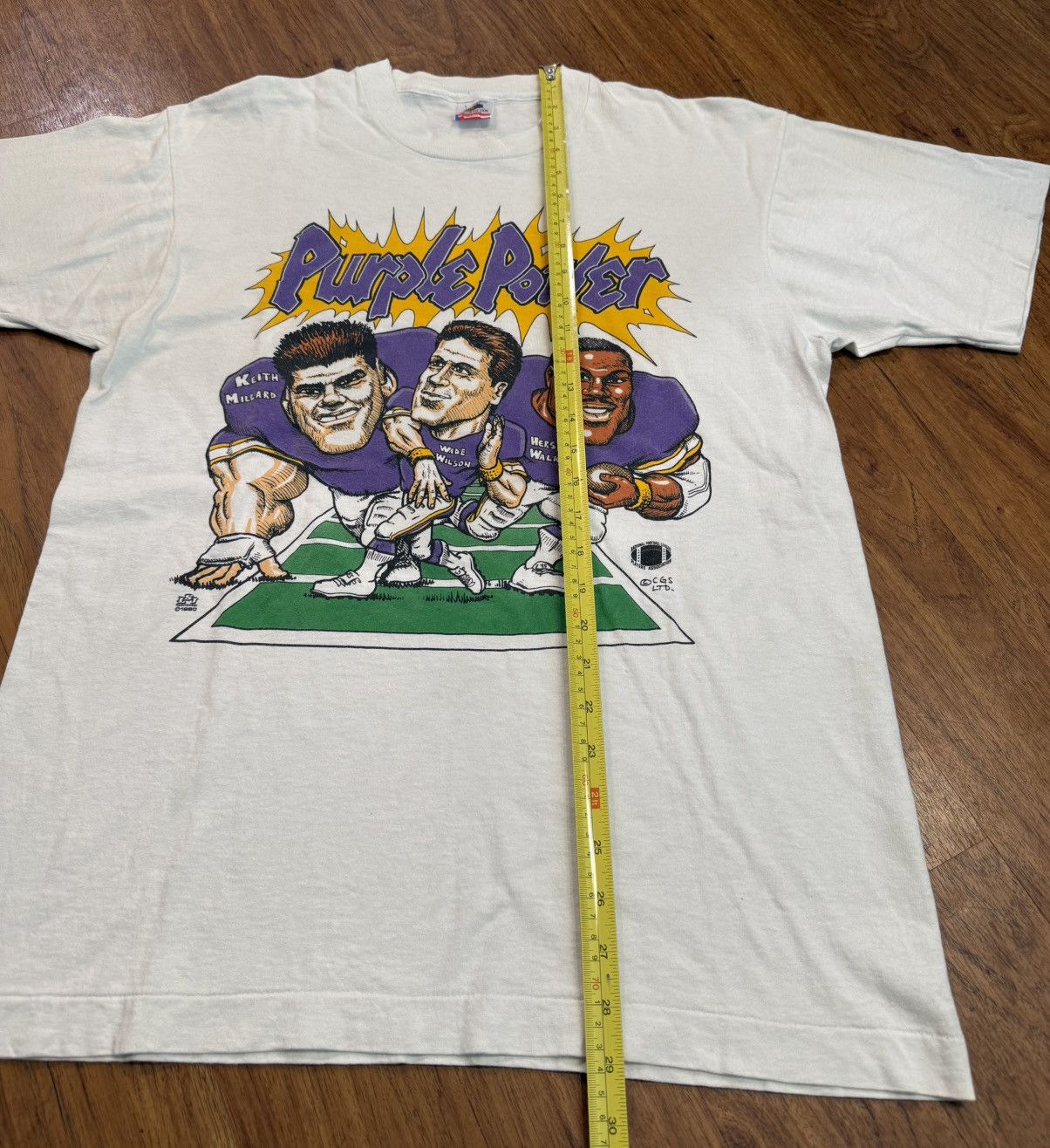 Fruit Of The Loom Vintage 1990 Minnesota Vikings Football Shirt Caricature Size US L / EU 52-54 / 3 - 6 Thumbnail