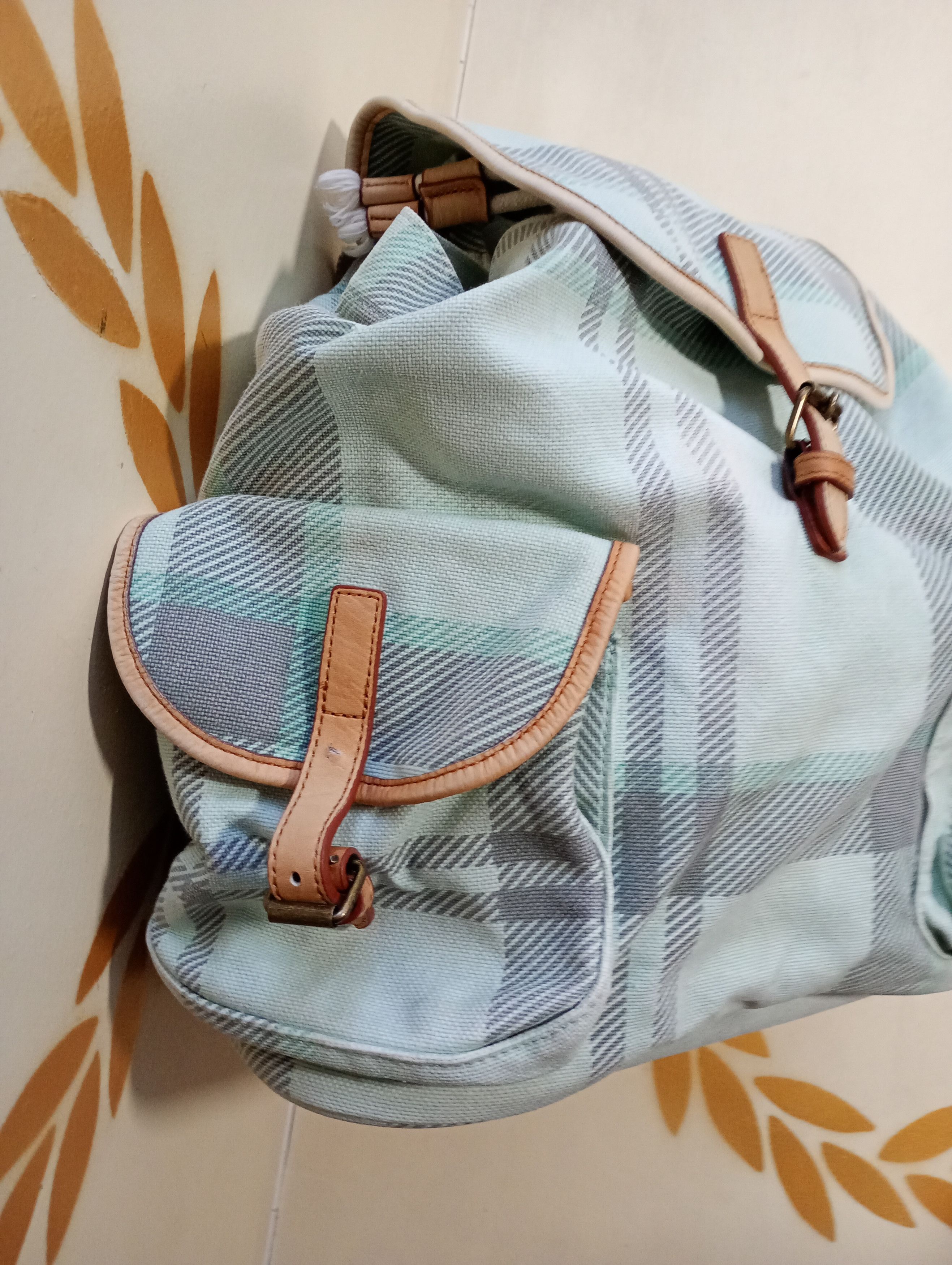 Barbour Barbour Rucksack Check Backpack Green Cotton Leather Size ONE SIZE - 11 Thumbnail