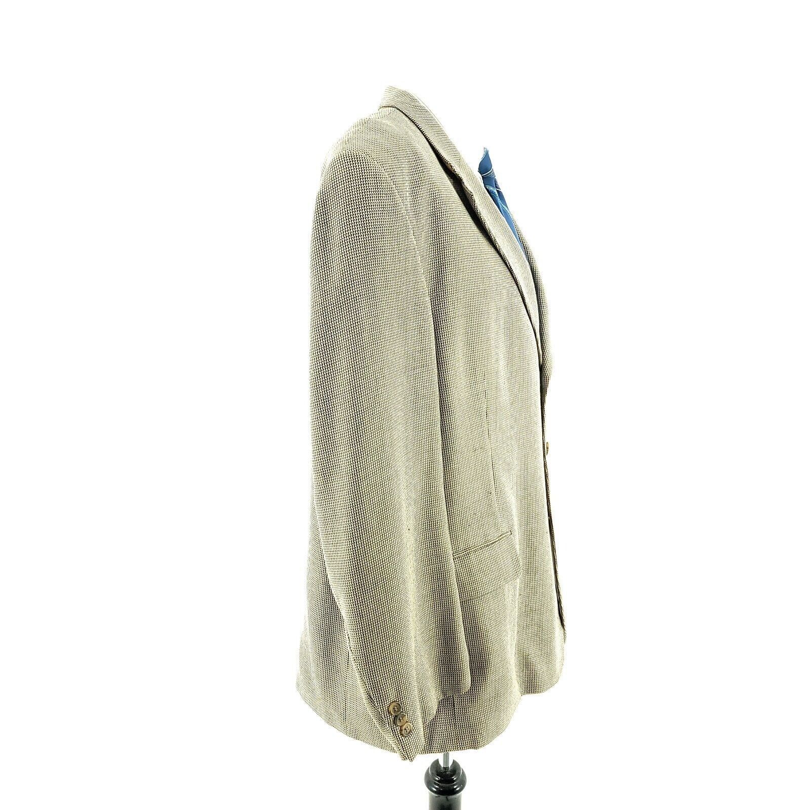 Adolfo Dominguez Adolfo Silk Wool 3 Button Sport Coat 44R Black Tan Nailshead Size 44R - 6 Thumbnail