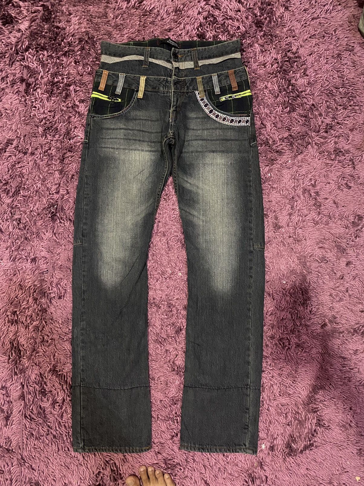 Japanese Brand × Vintage Vintage Dominate Double Waist Handcrafted Jeans Size US 31 - 1 Thumbnail