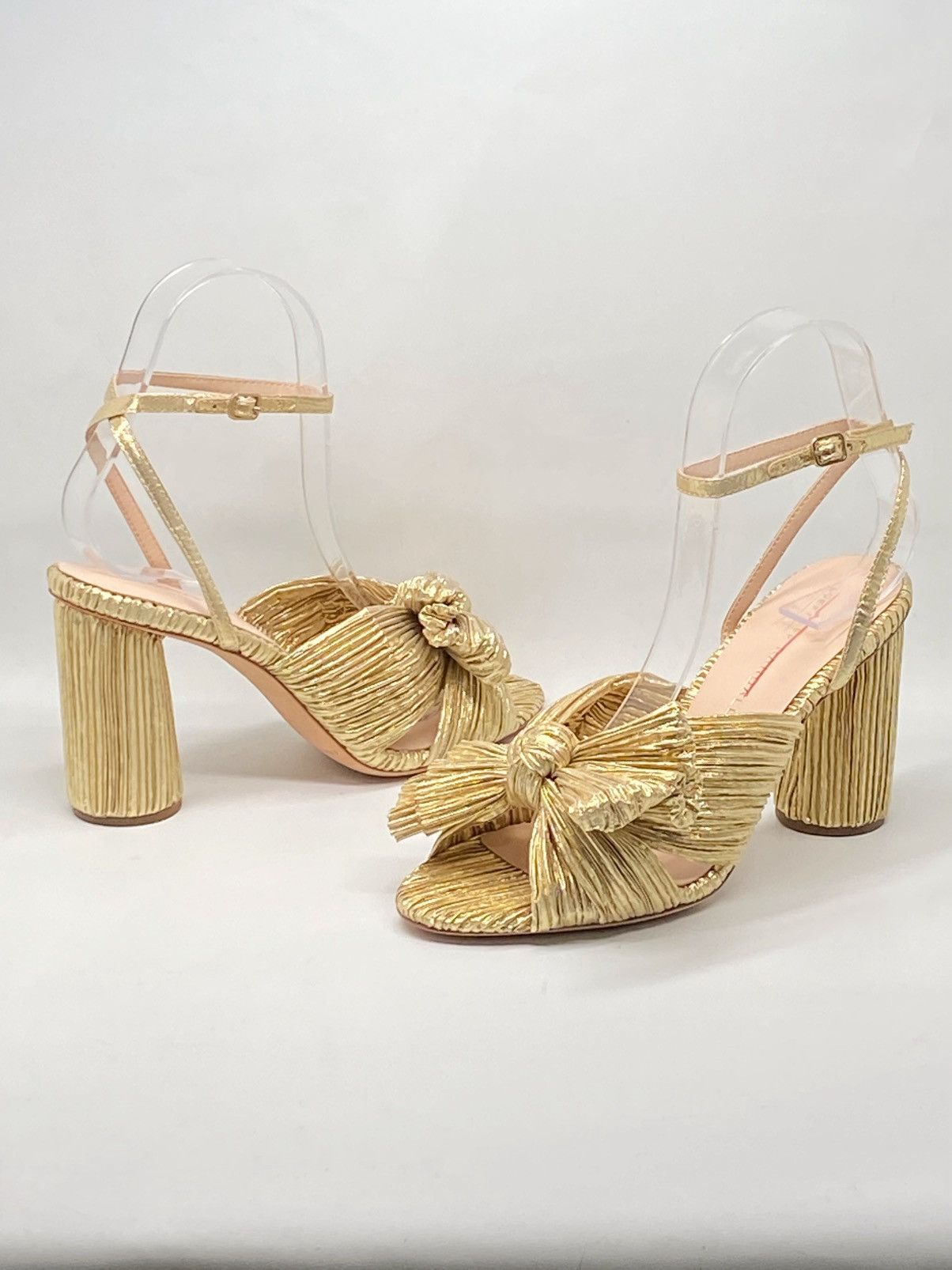 Loeffler Randall Loeffler Randall Gold Pleated Bow Heel Sandals size 6.5 Size US 6.5 / IT 36.5 - 9 Thumbnail
