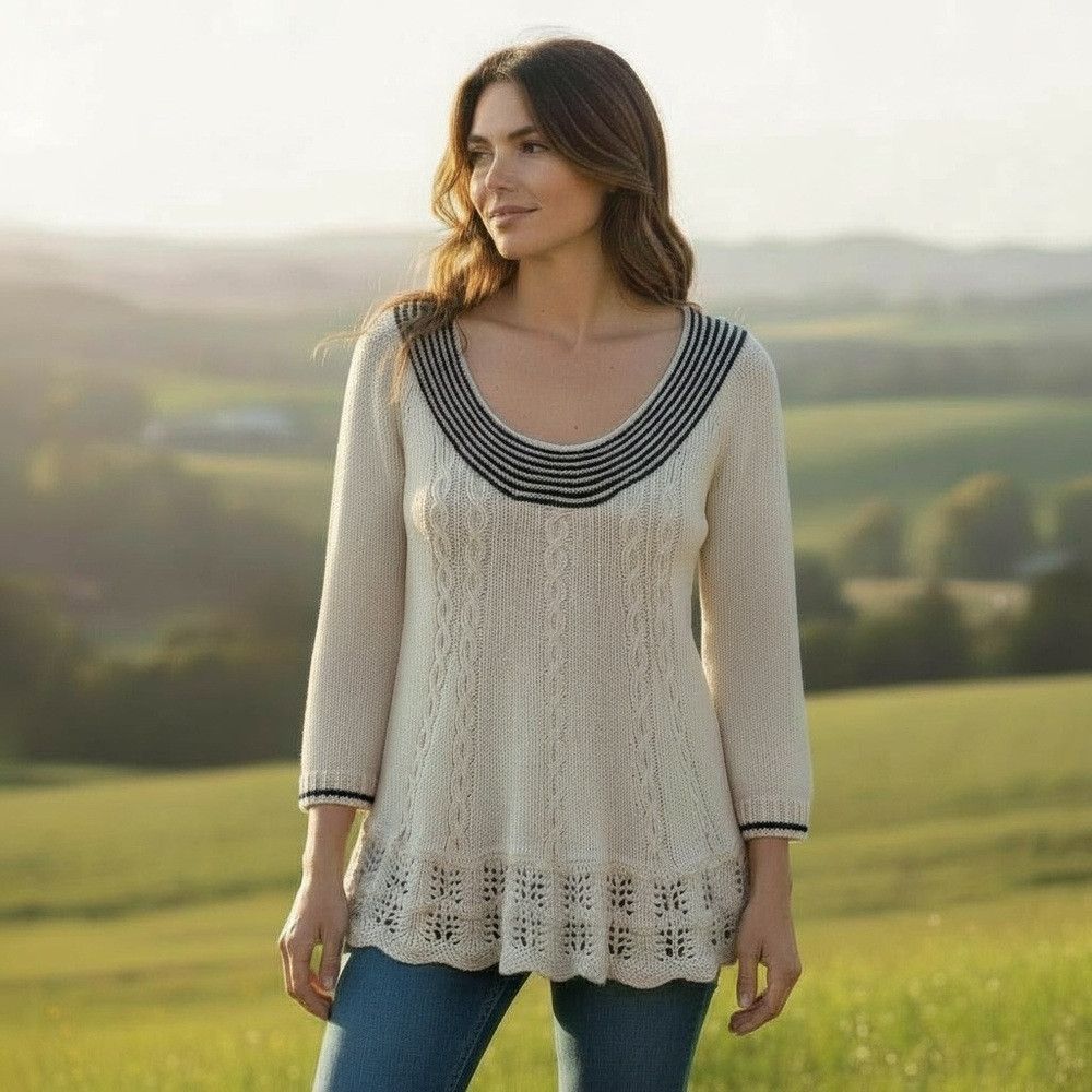 Anthropologie Vintage Sparrow Anthropologie Cable Knit Cotton Ivory Sweat Size M / US 6-8 / IT 42-44 - 1 Thumbnail