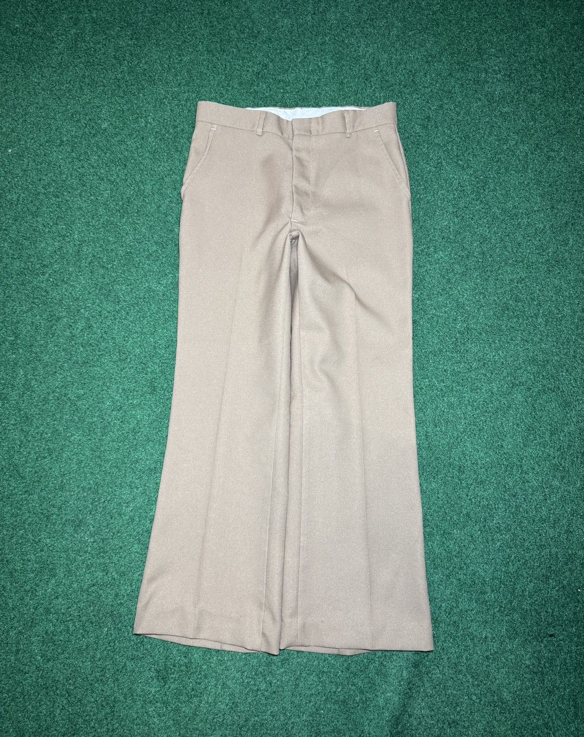 Farah Vintage 70s 80s Farah Flare Bootcut Biege 29x27 Khaki Pants Size 29" - 2 Thumbnail