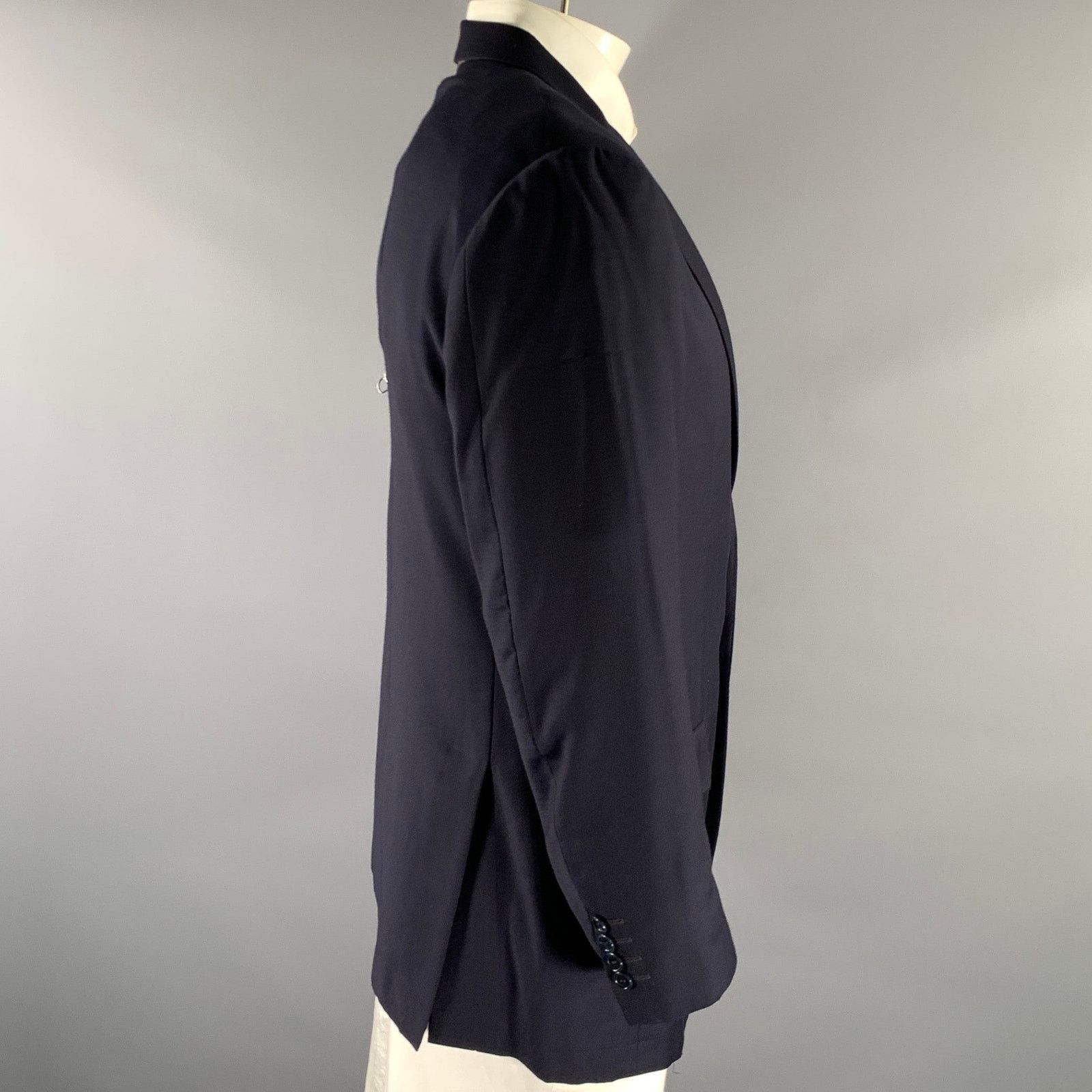 Ermenegildo Zegna ERMENEGILDO ZEGNA Size 44 Navy Wool Notch Lapel Sport Coat Size 44R - 2 Thumbnail