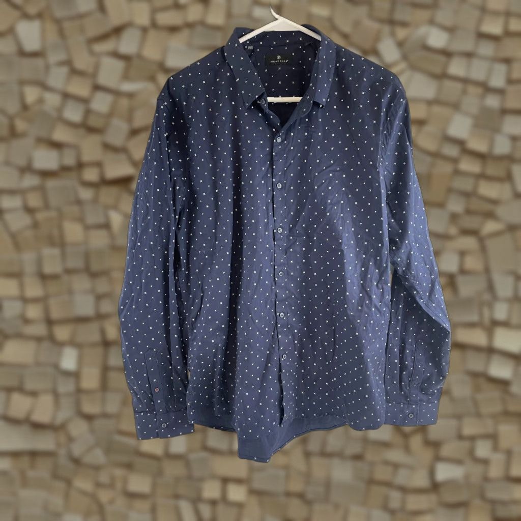 Vintage 7 Diamonds Shirt Men XL Navy Blue Button Up Long Sleeve Size US XL / EU 56 / 4 - 1 Thumbnail