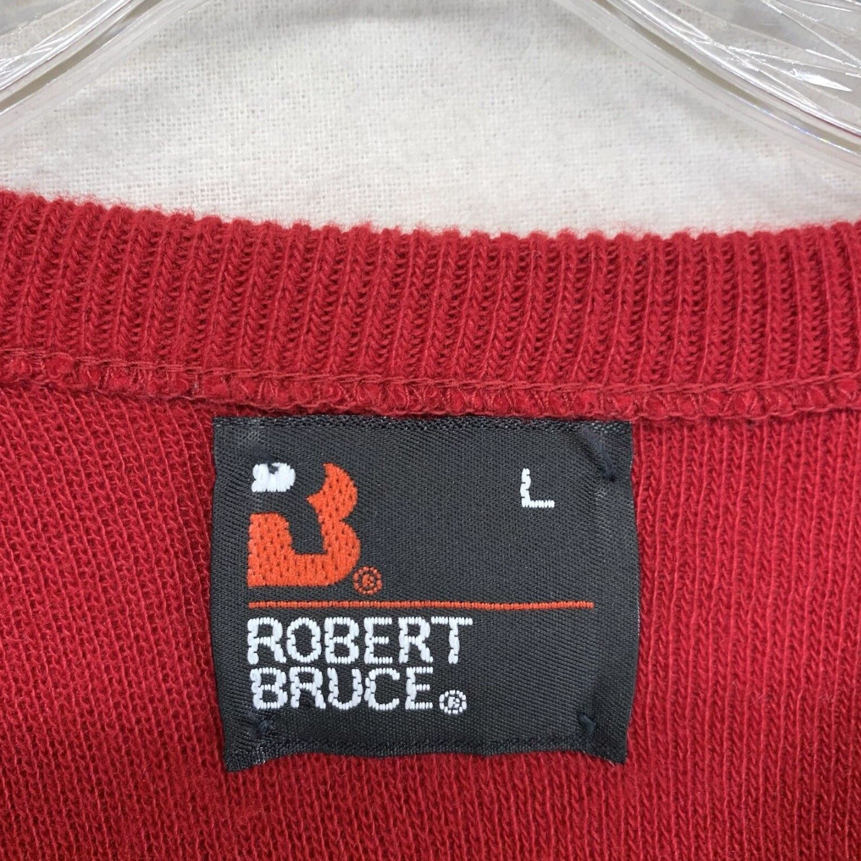 Vintage VINTAGE Robert Bruce Mens Jumper L V-Neck Knit Red 70s 80s 90s Retro Golf USA Pullover Solid Long Sleeve Light Weight Size US L / EU 52-54 / 3 - 3 Thumbnail