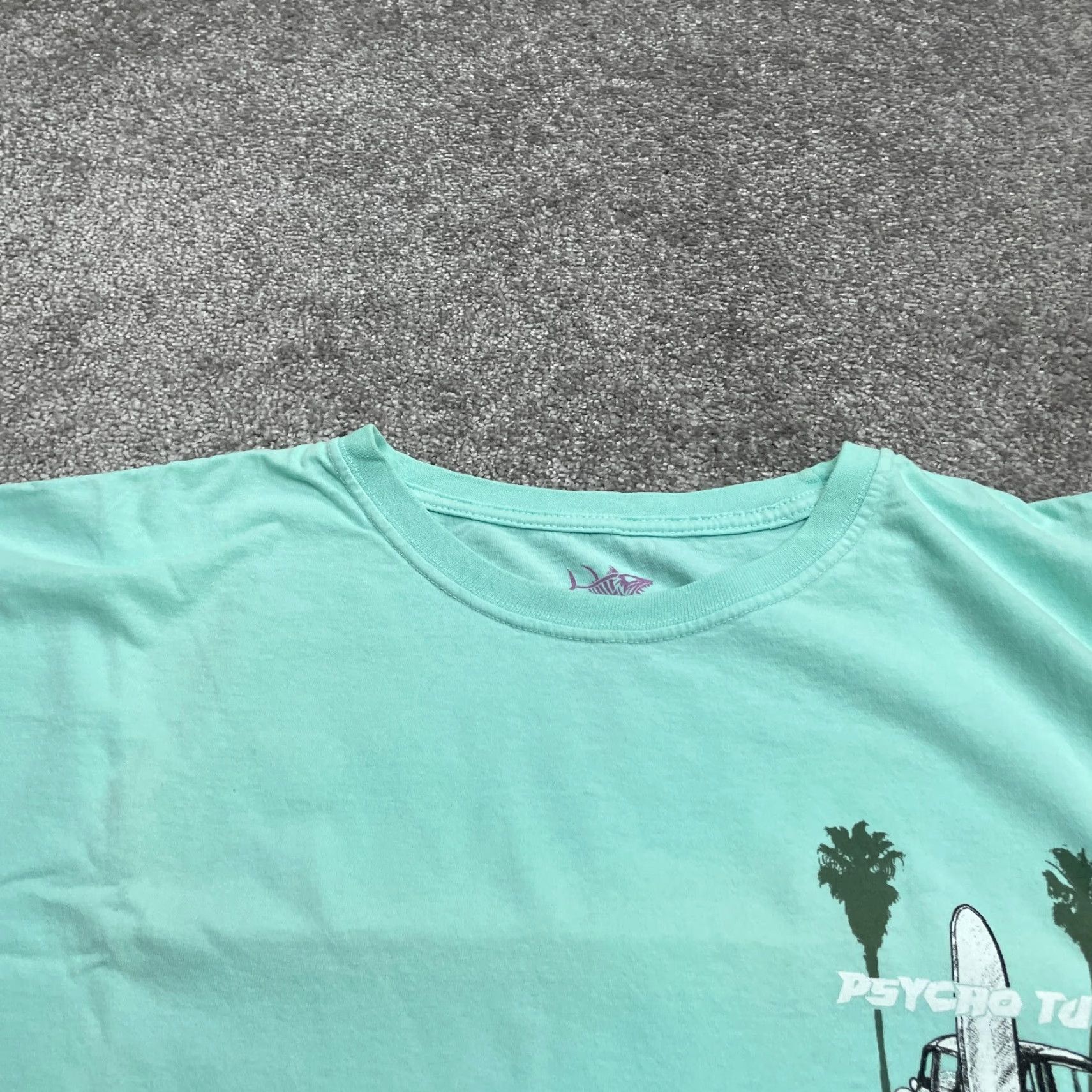Vintage Psycho Tuna T-Shirt Mens XL Green Mint Crew Neck Short Sleeve Cotton Tee Size US XL / EU 56 / 4 - 3 Thumbnail