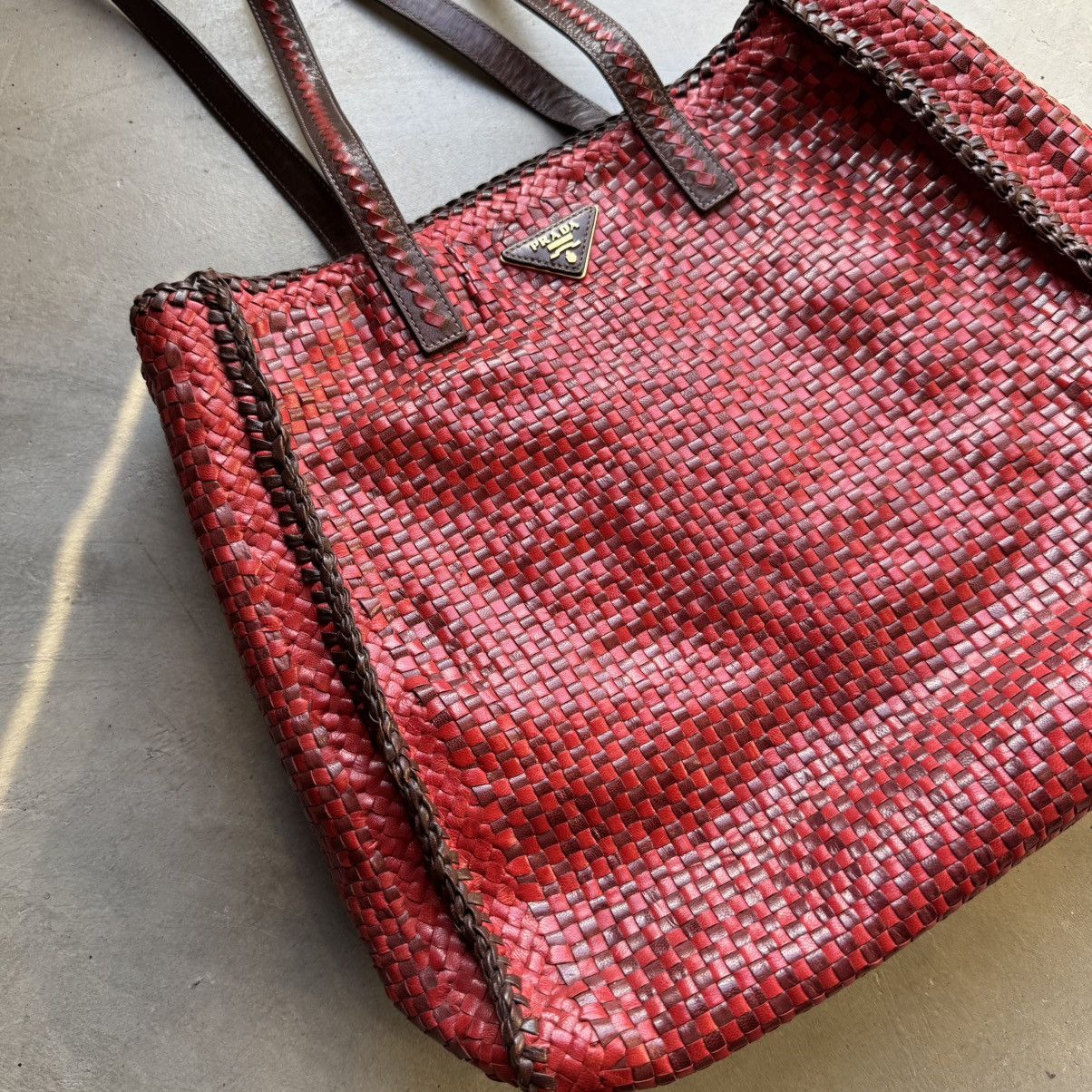Prada Prada - Madras Leather Tote Bag Size ONE SIZE - 2 Thumbnail