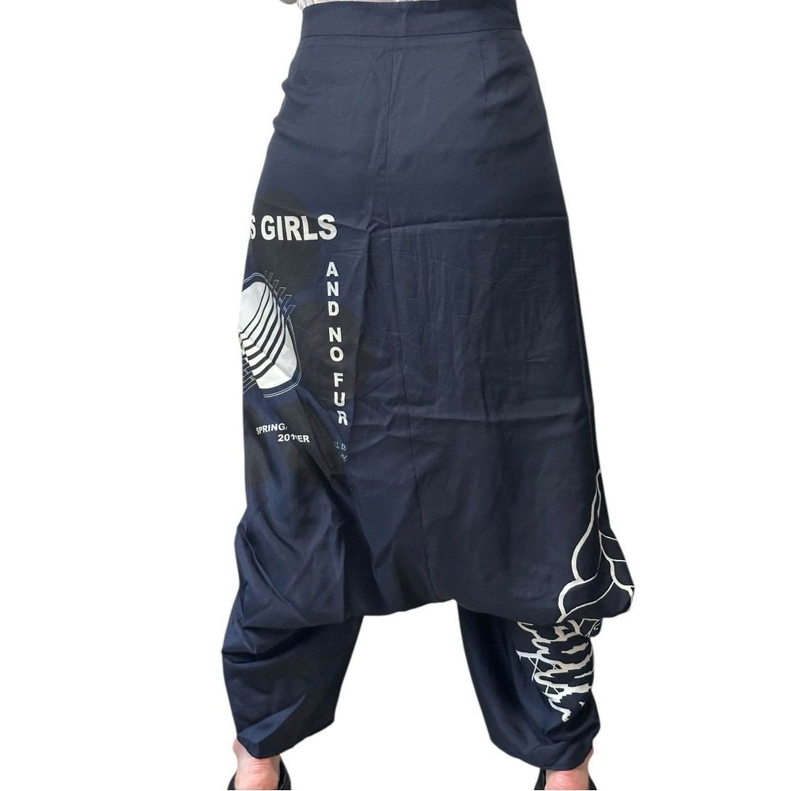 Stella McCartney SS17 Silk Harem Pants IT 38 Vibrant Blue White Graphic Print Size 26" / US 2 / IT 38 - 5 Thumbnail