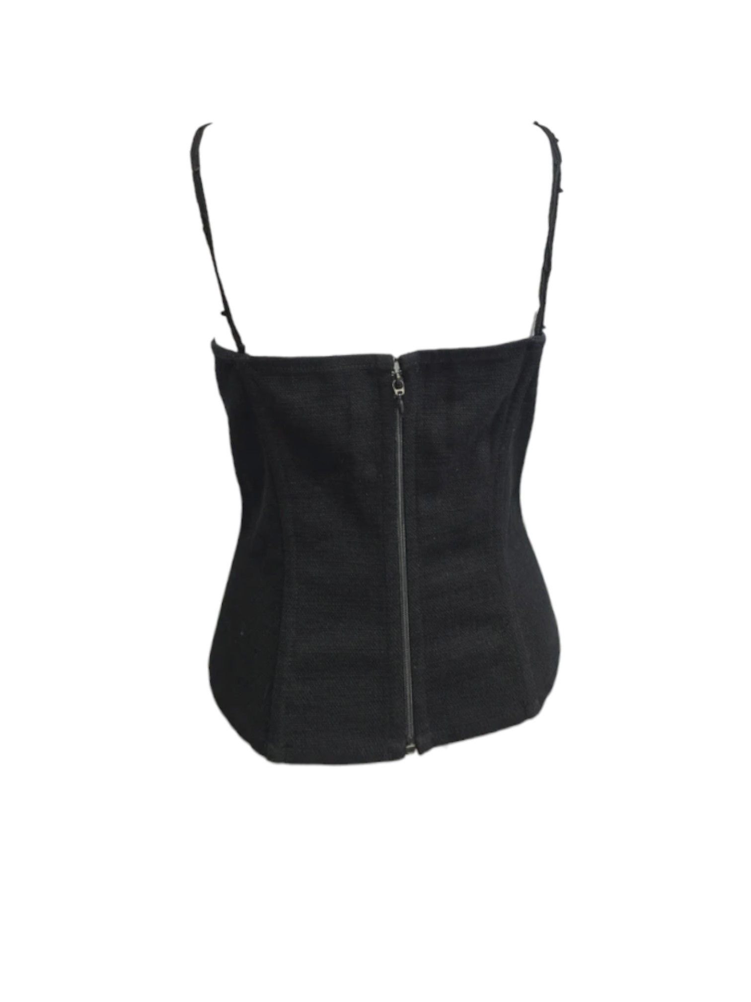 La Perla Black Cutwork Cotton Corset Top with Spaghetti Straps, 2010s Size L / US 10 / IT 46 - 4 Thumbnail