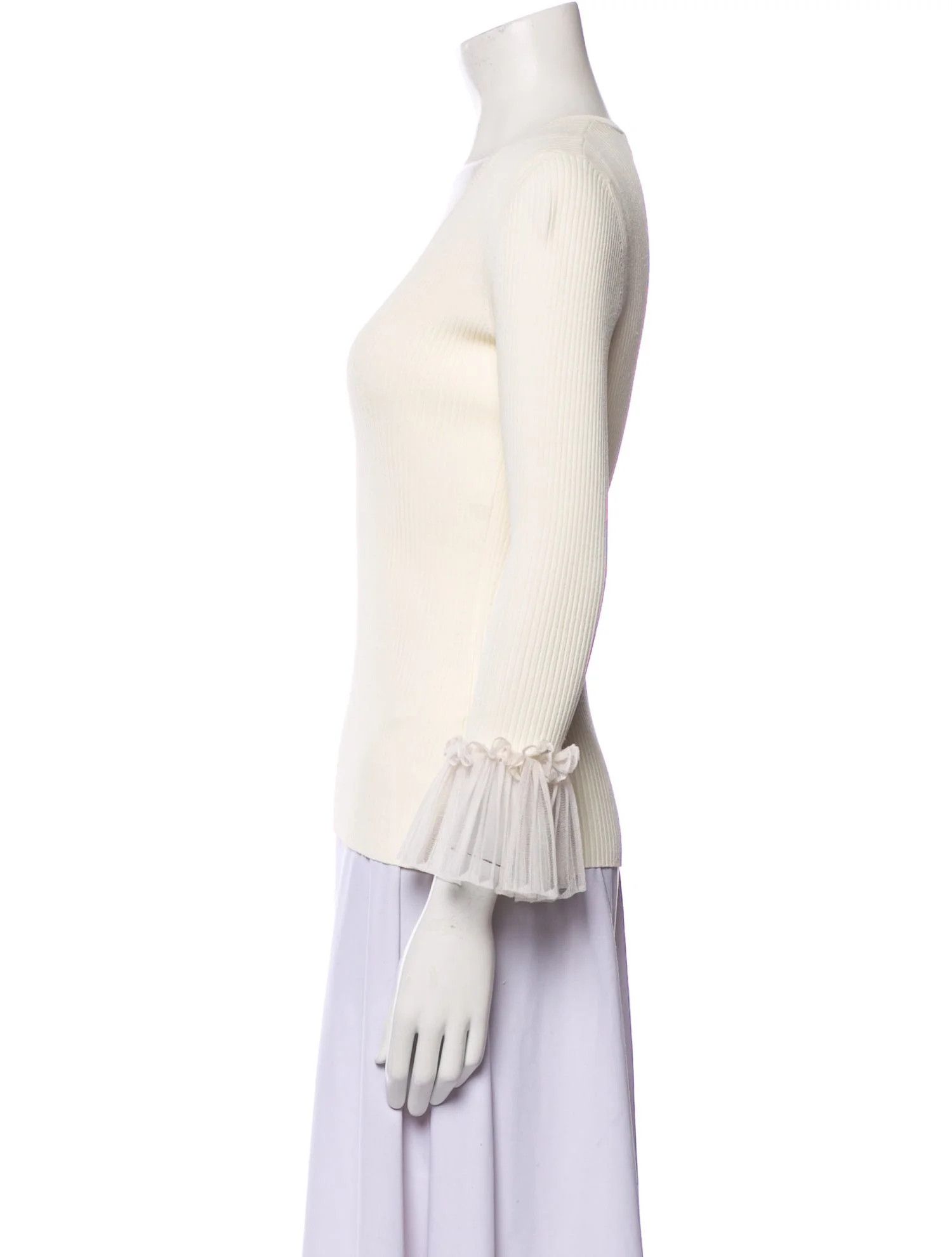 Alexander McQueen o1y0325 Sweater in Ivory Size M / US 6-8 / IT 42-44 - 2 Thumbnail