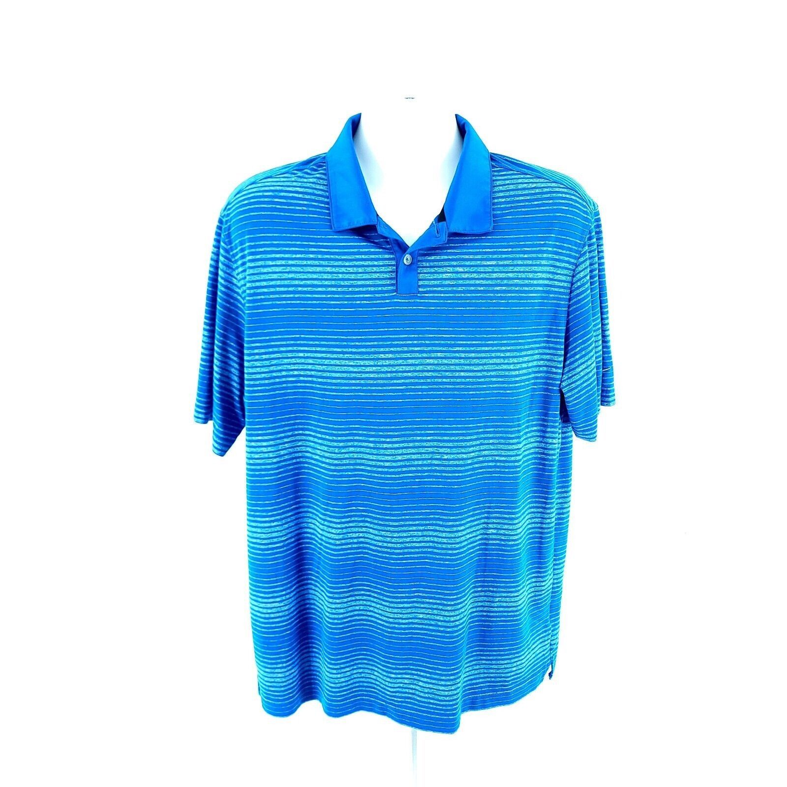 Nike Nike Golf Tour Performance Dri-Fit Blue Striped Collared XL Size US XL / EU 56 / 4 - 4 Thumbnail
