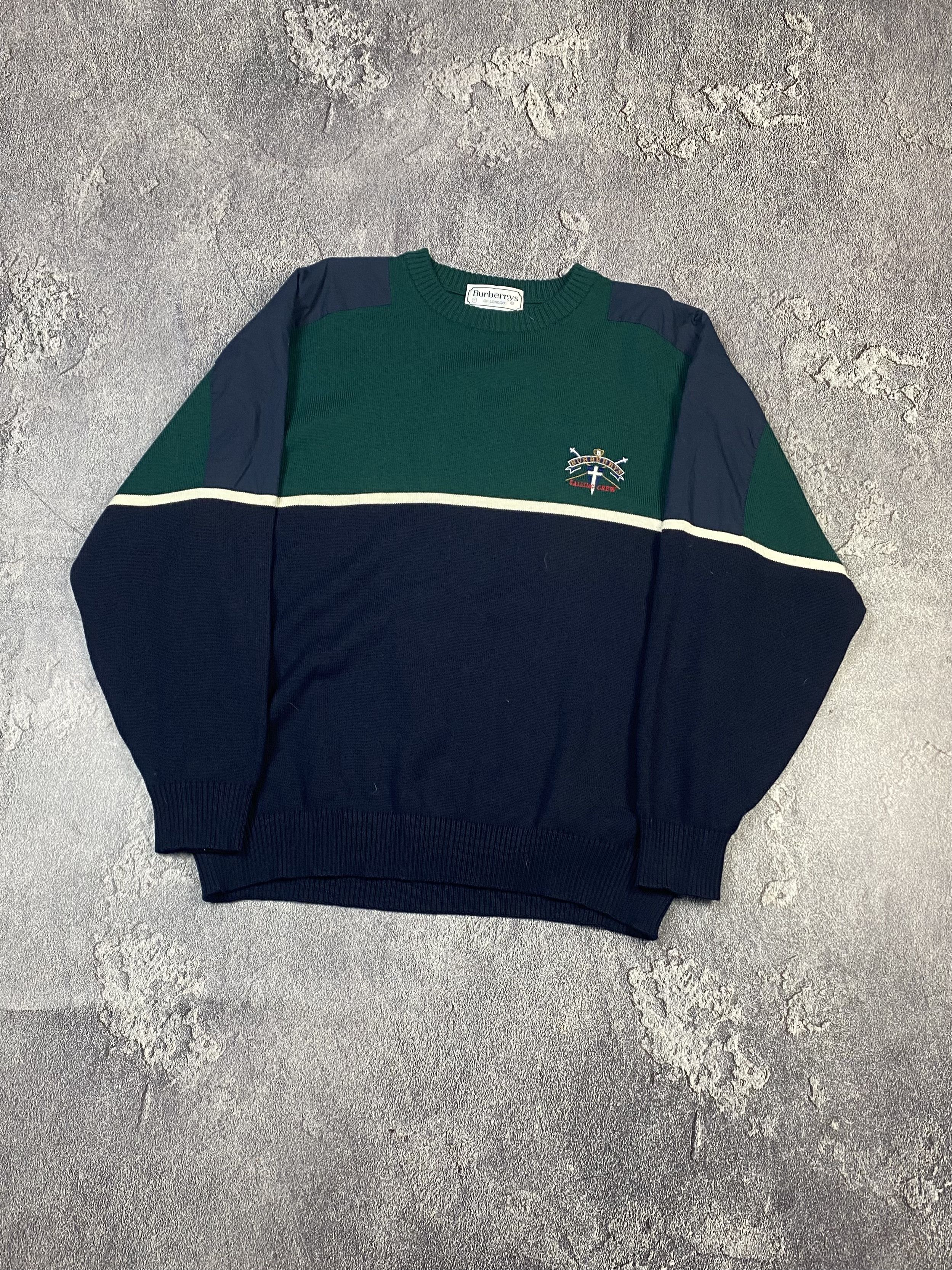Burberry Vintage 90s Burberrys London Saling Crew Green Sweater Size US XL / EU 56 / 4 - 2 Thumbnail